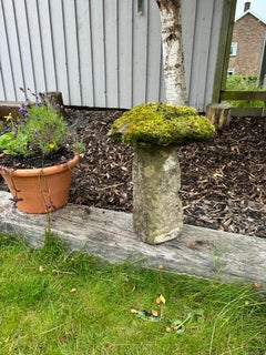 Old Weathered Moss Covered Stone Staddlestone Mushroom Garden Ornament
