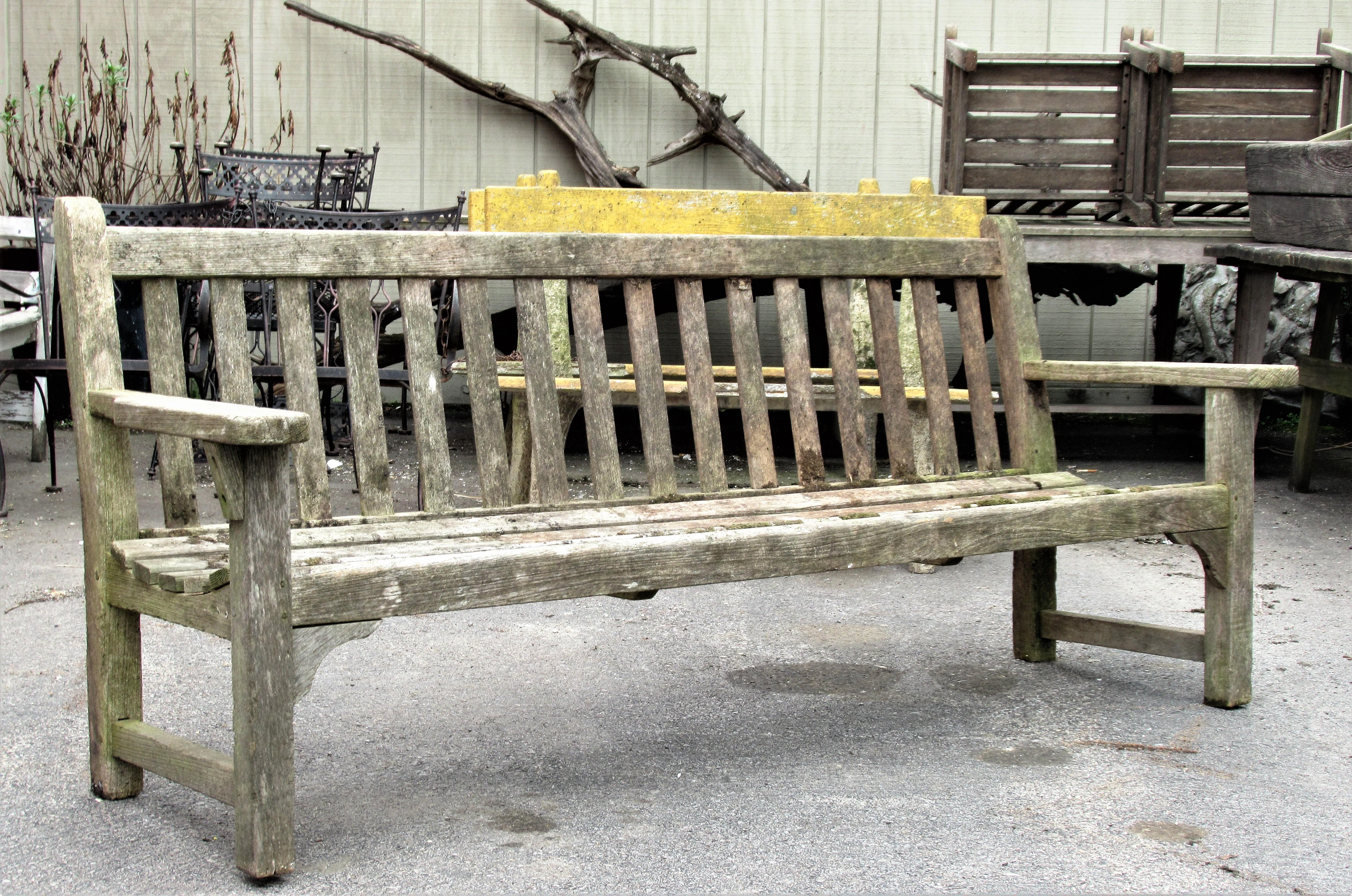 weathered teak bench