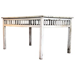 Vintage Old White Painted Rustic Country Cottage Dining Table