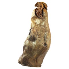 Old Wise Man Antique Handmade Carved Wood Figure Asian Traditional Art Sculpture