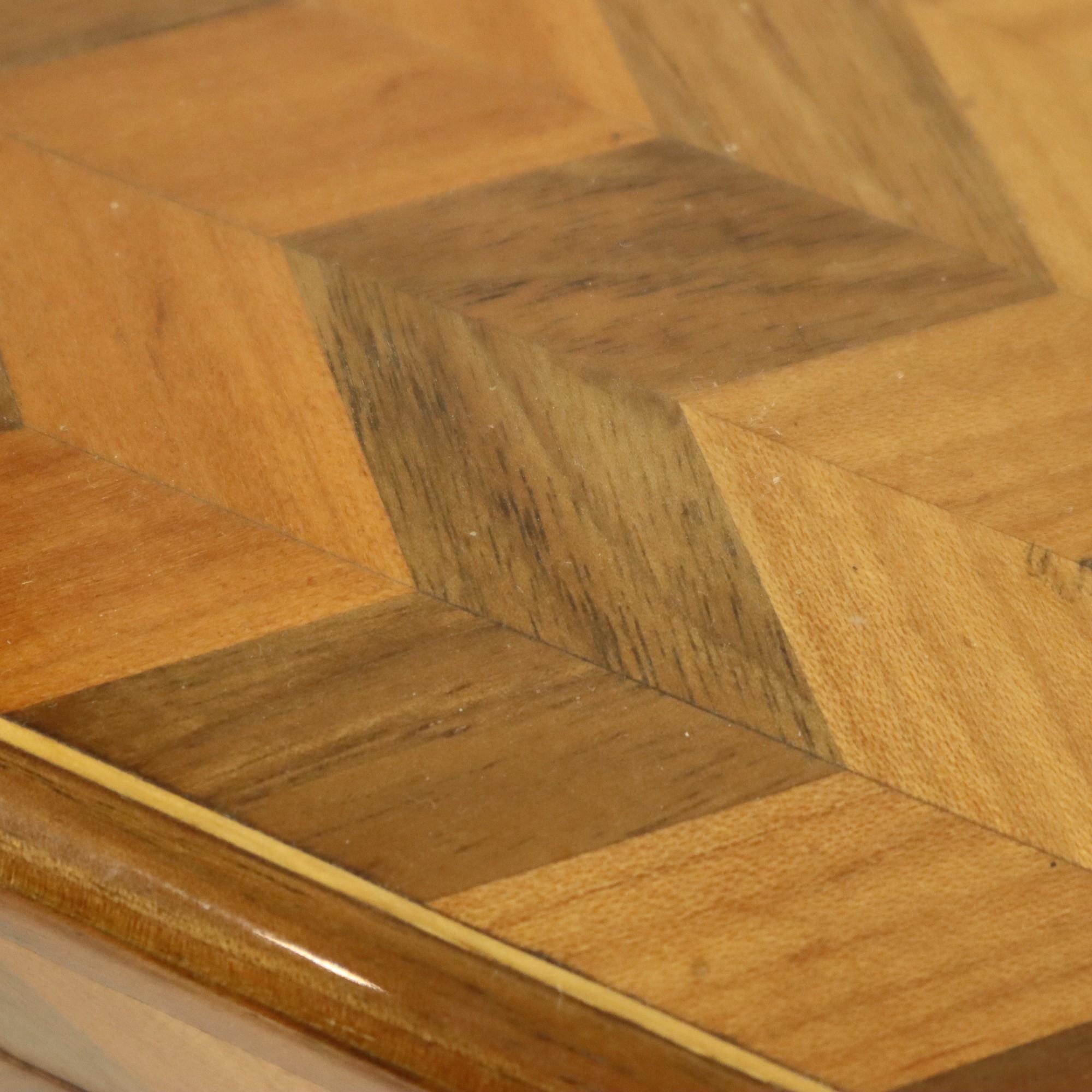 Vecchia scatola di legno per gioielli con intarsio Chevron Art Deco in vendita 7