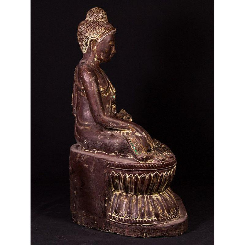 Bois Ancienne statue de Bouddha en bois de Birmanie en vente