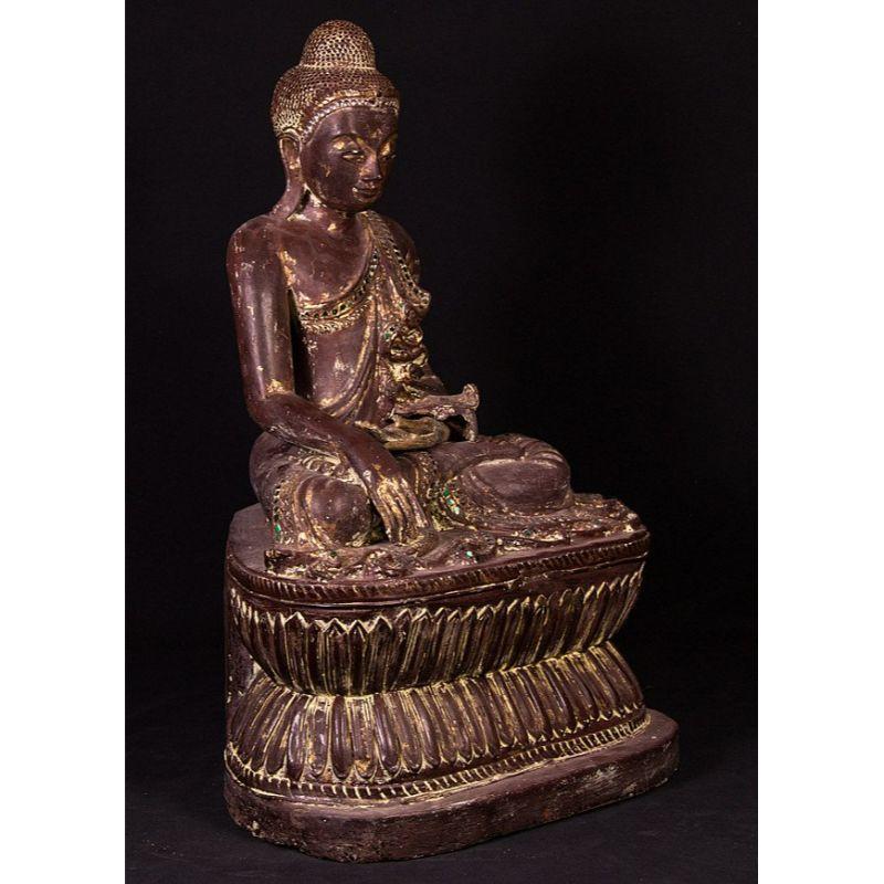 Old Wooden Buddha Statue from Burma For Sale 1
