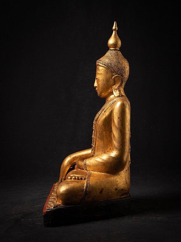 Old Wooden Burmese Buddha Statue from Burma For Sale 14