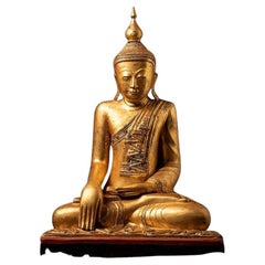 Old Wooden Burmese Buddha Statue from Burma