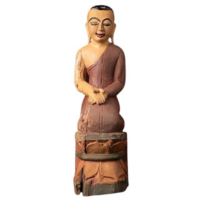 Pair of Old Burmese Monk Statues from Burma For Sale at 1stDibs