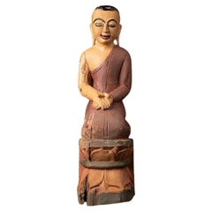 Old Wooden Burmese Monk Statue from Burma