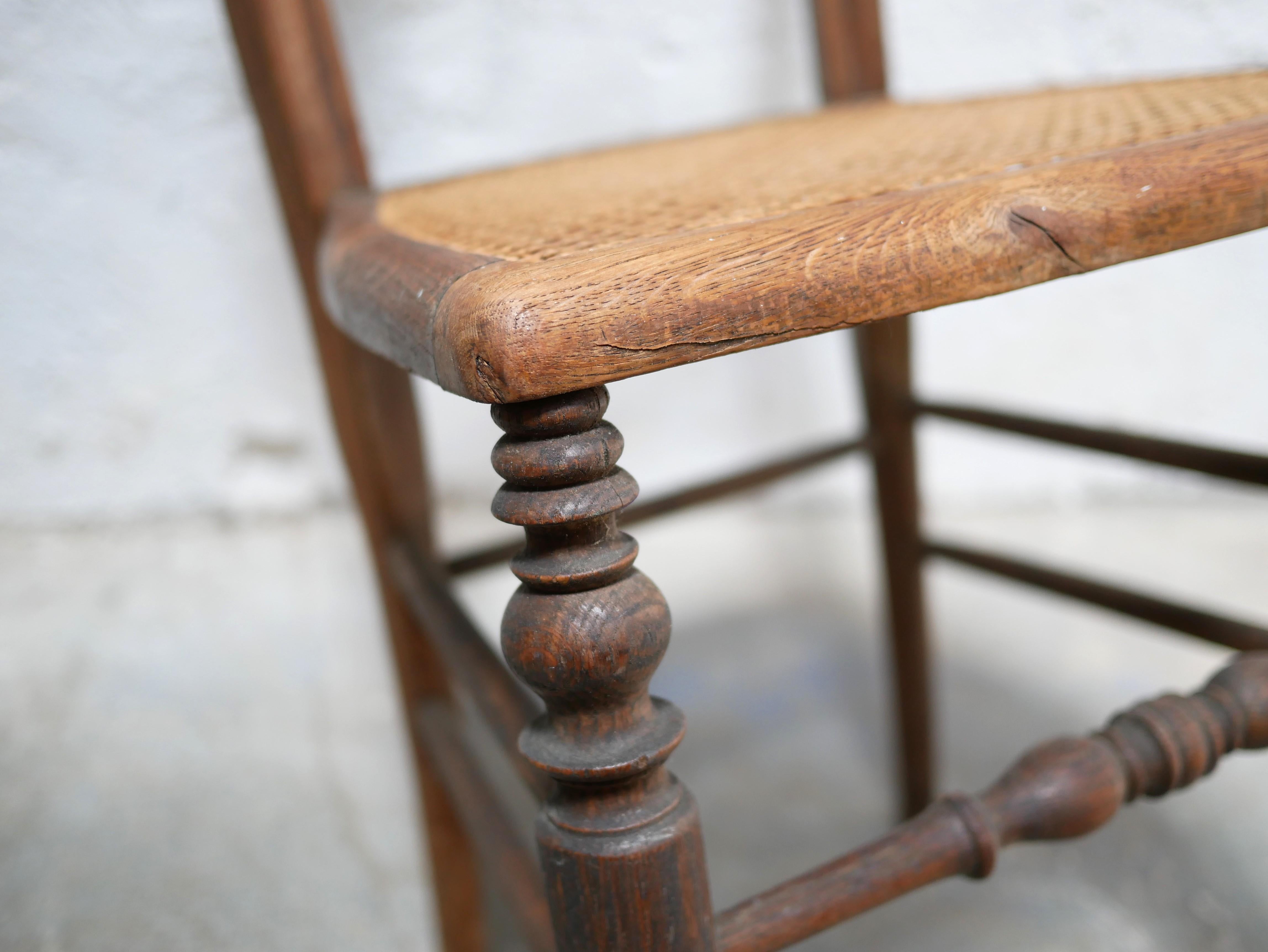 Old wooden cane chair For Sale 3