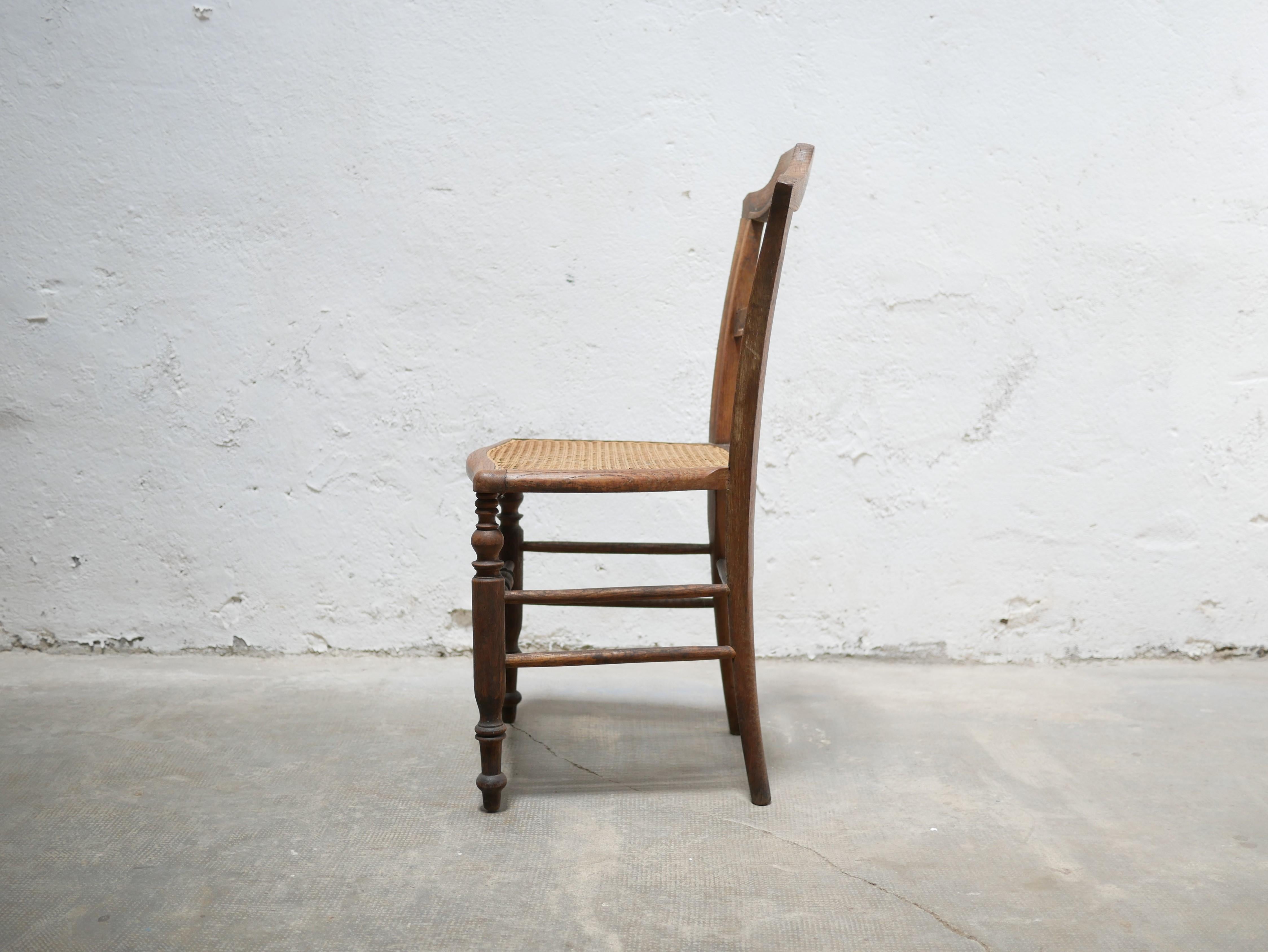 European Old wooden cane chair For Sale