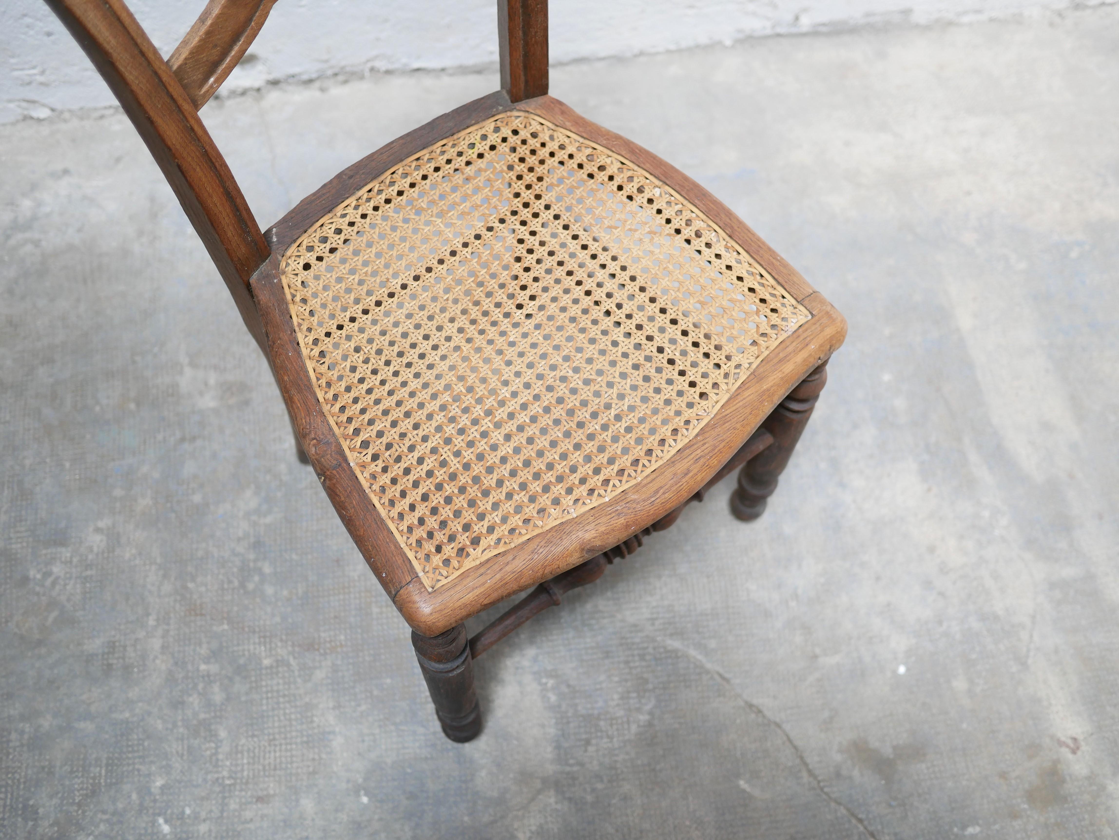 20th Century Old wooden cane chair For Sale