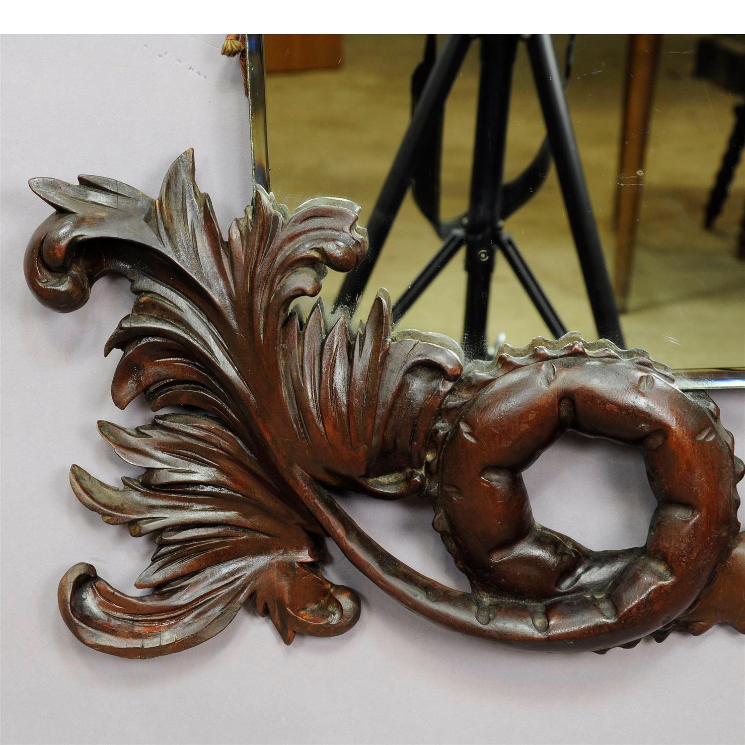 Victorian Old Wooden Carved Mystical Dragon Mirror