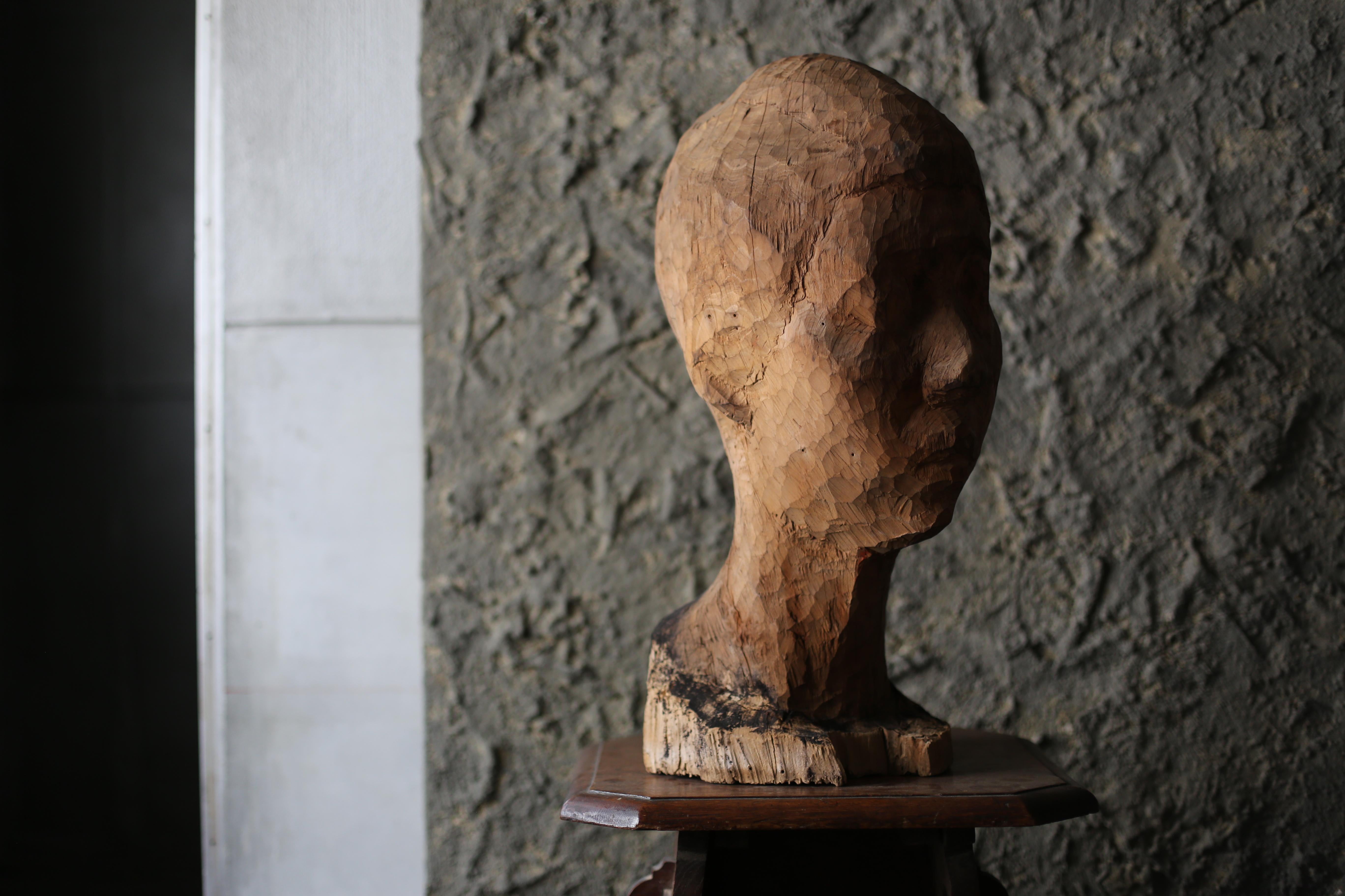 Japanese Old Wooden Facial Sculpture by an unknown artist from Japan