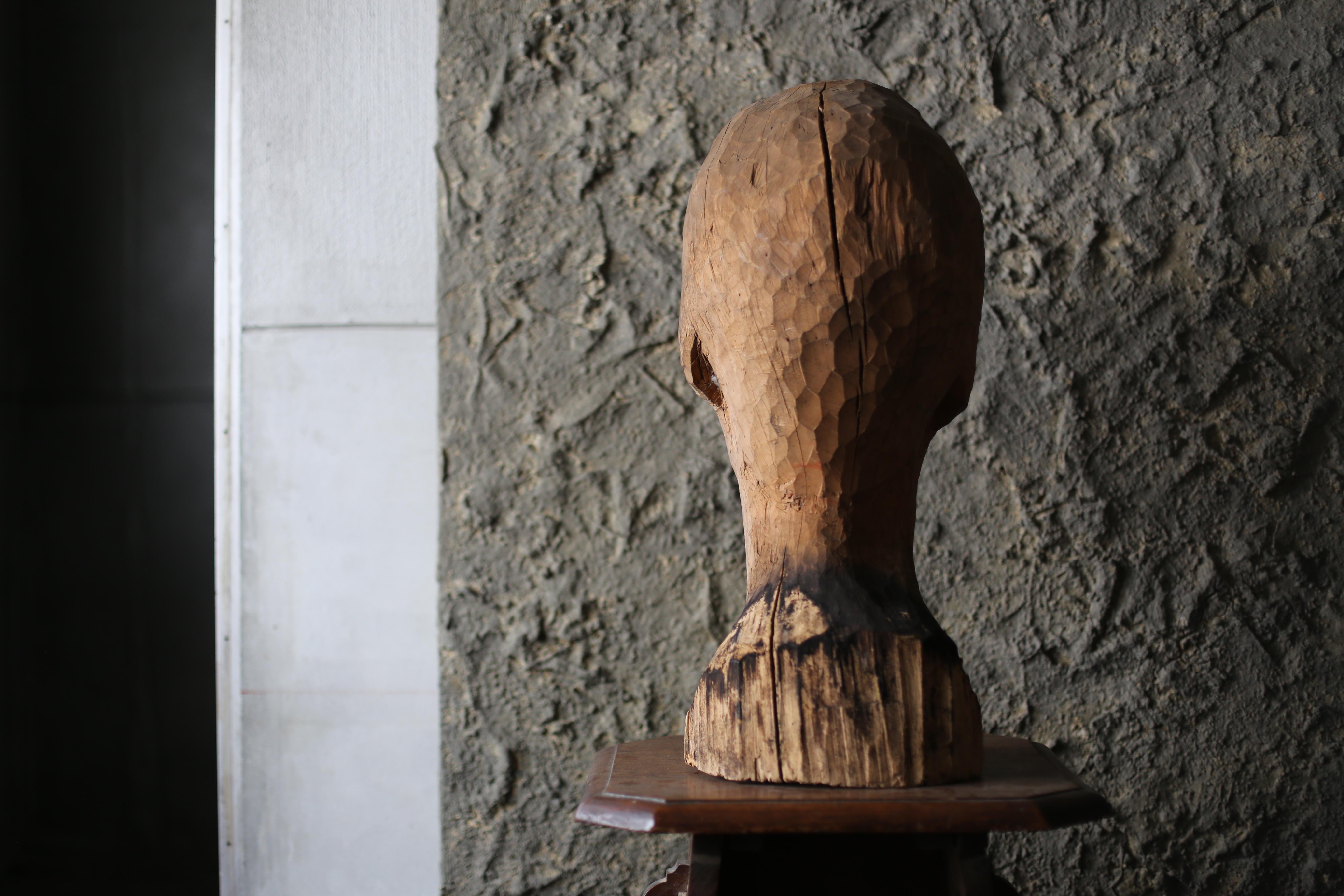 20th Century Old Wooden Facial Sculpture by an unknown artist from Japan