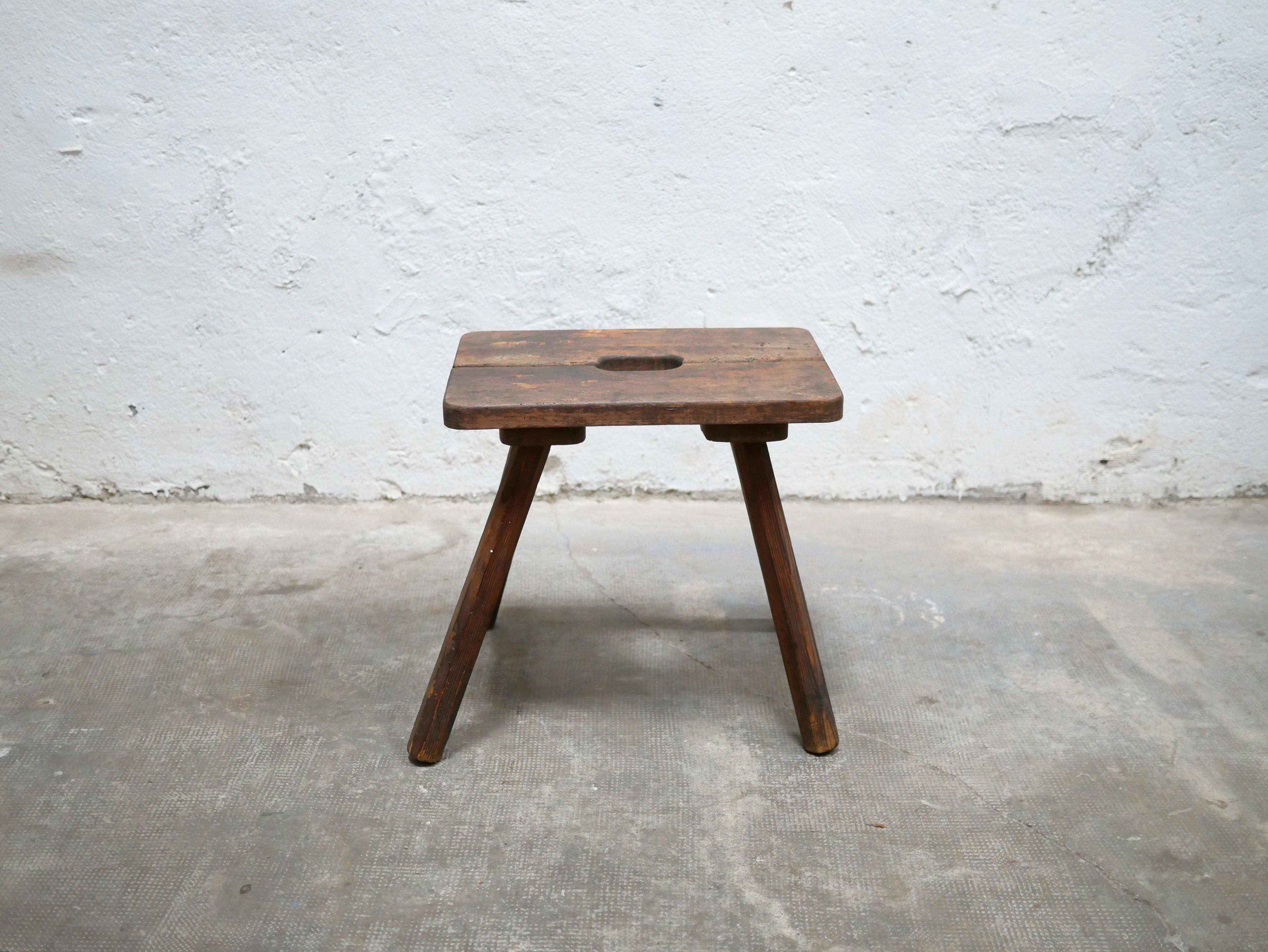 20th Century Old wooden farm stool