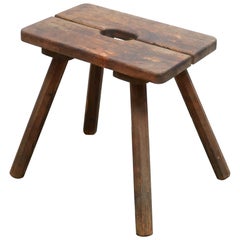 Antique Old wooden farm stool