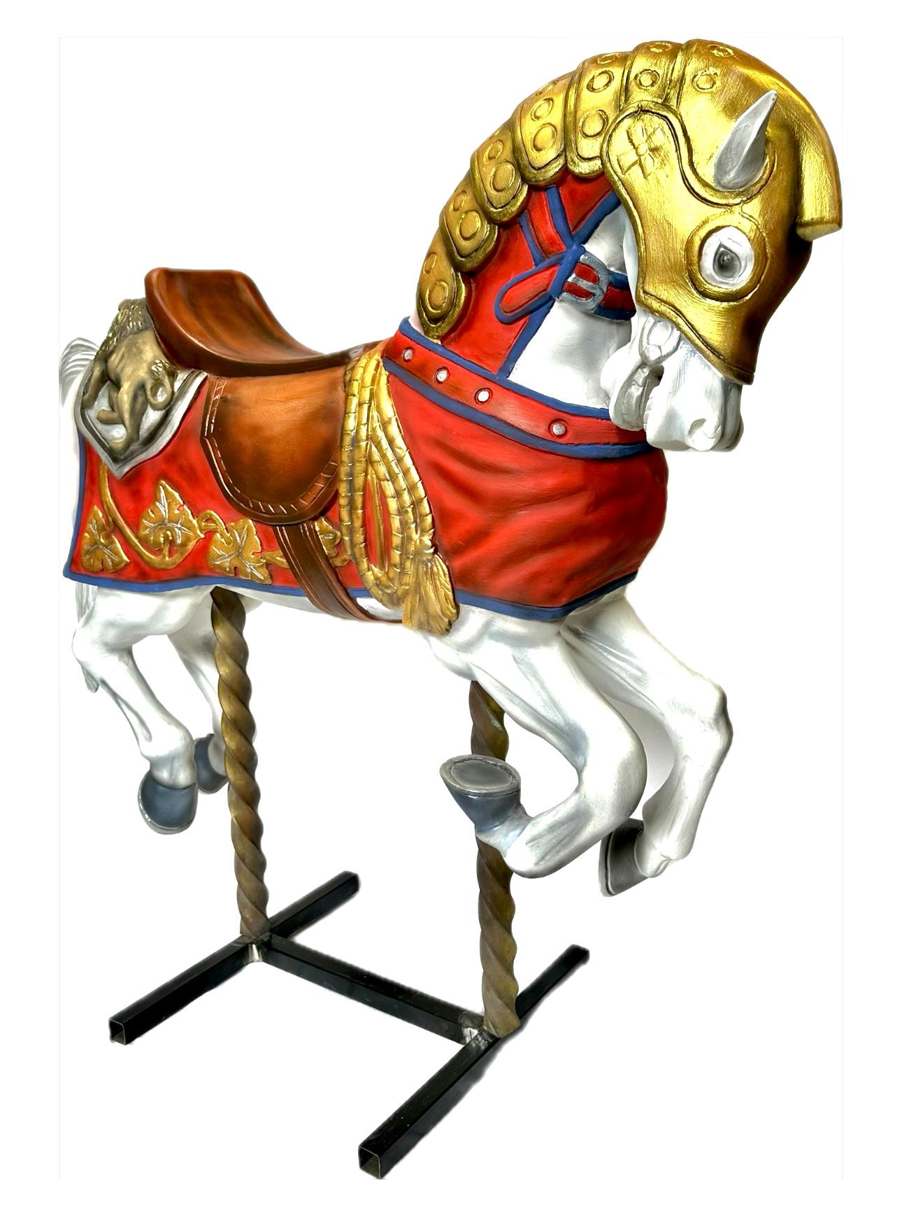 XX secolo Vecchio cavallo da carosello in legno intagliato da giovane in vendita