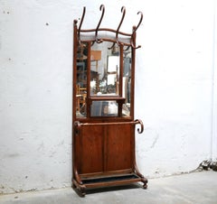 Old wooden locker room coat rack