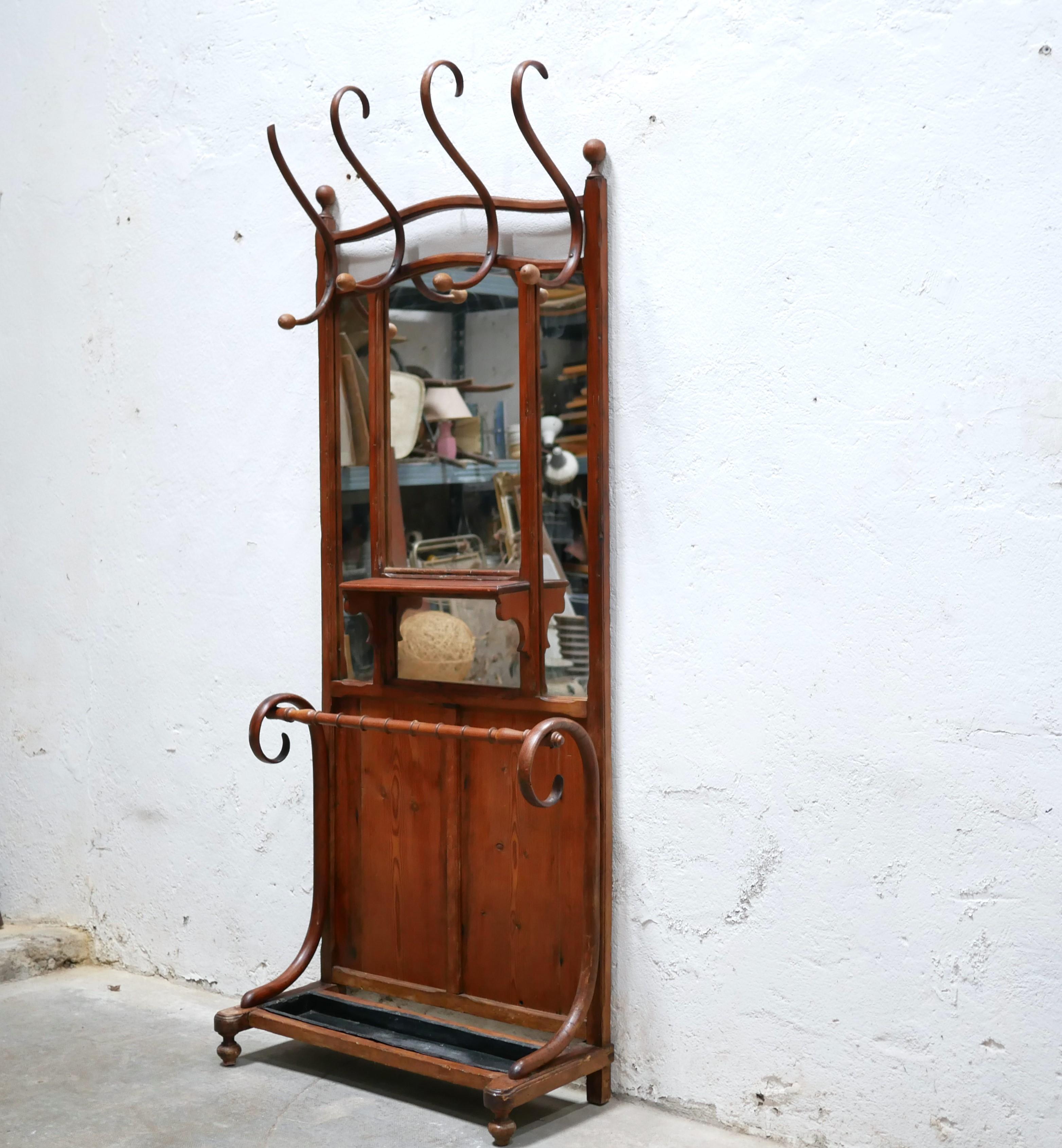 Old wooden locker room coat rack 2