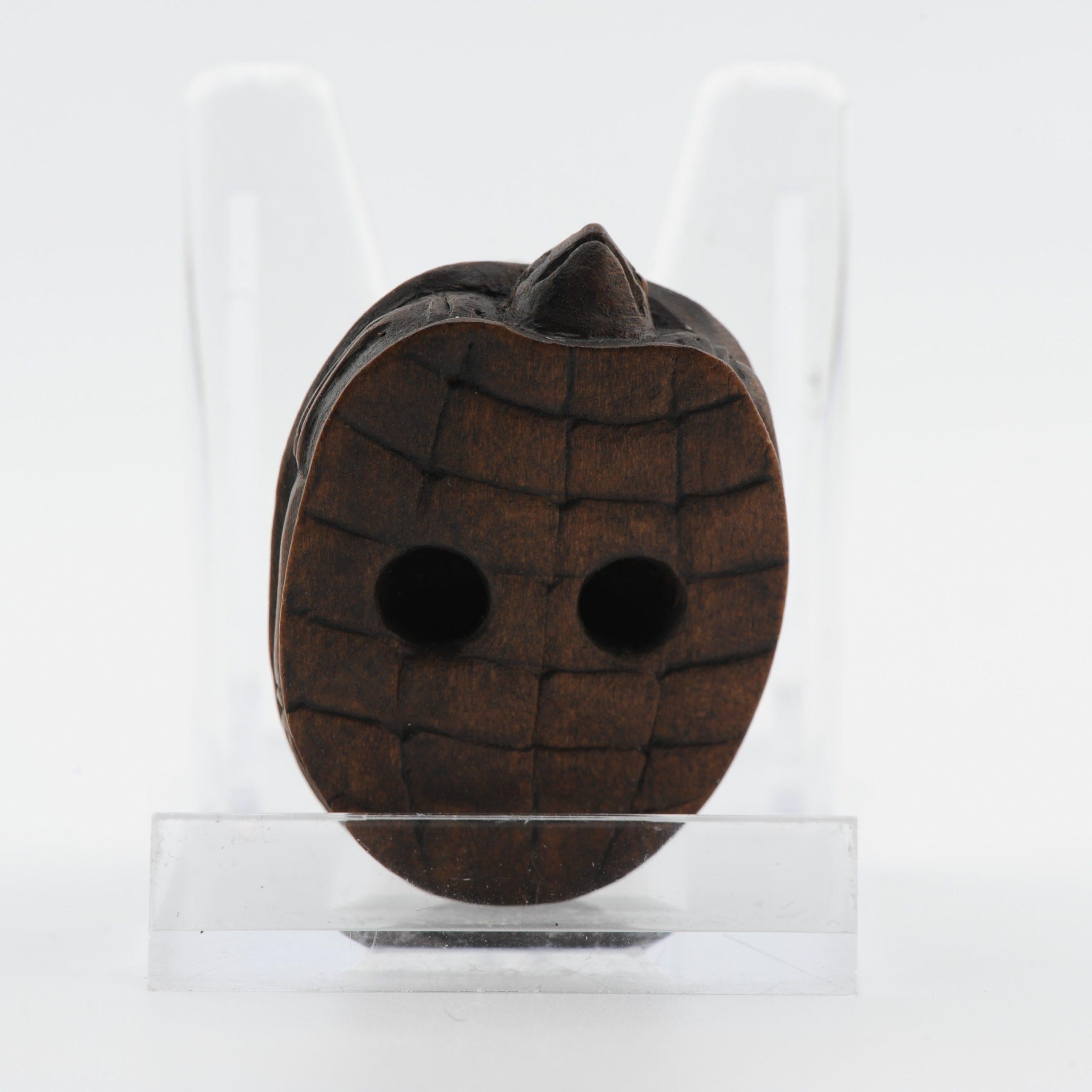 Metal Old Wooden Netsuke 19/20th C Japanese Japan Animal on Turtle Meiji Period For Sale