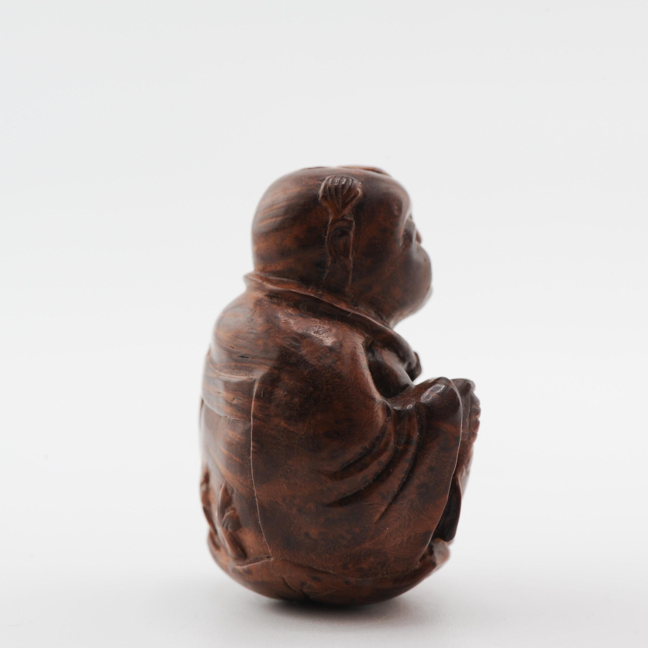Altes Holznetzsuke 19./20. Jahrhundert Japanisches Japanischer Fischer Meiji-Periode im Angebot 10