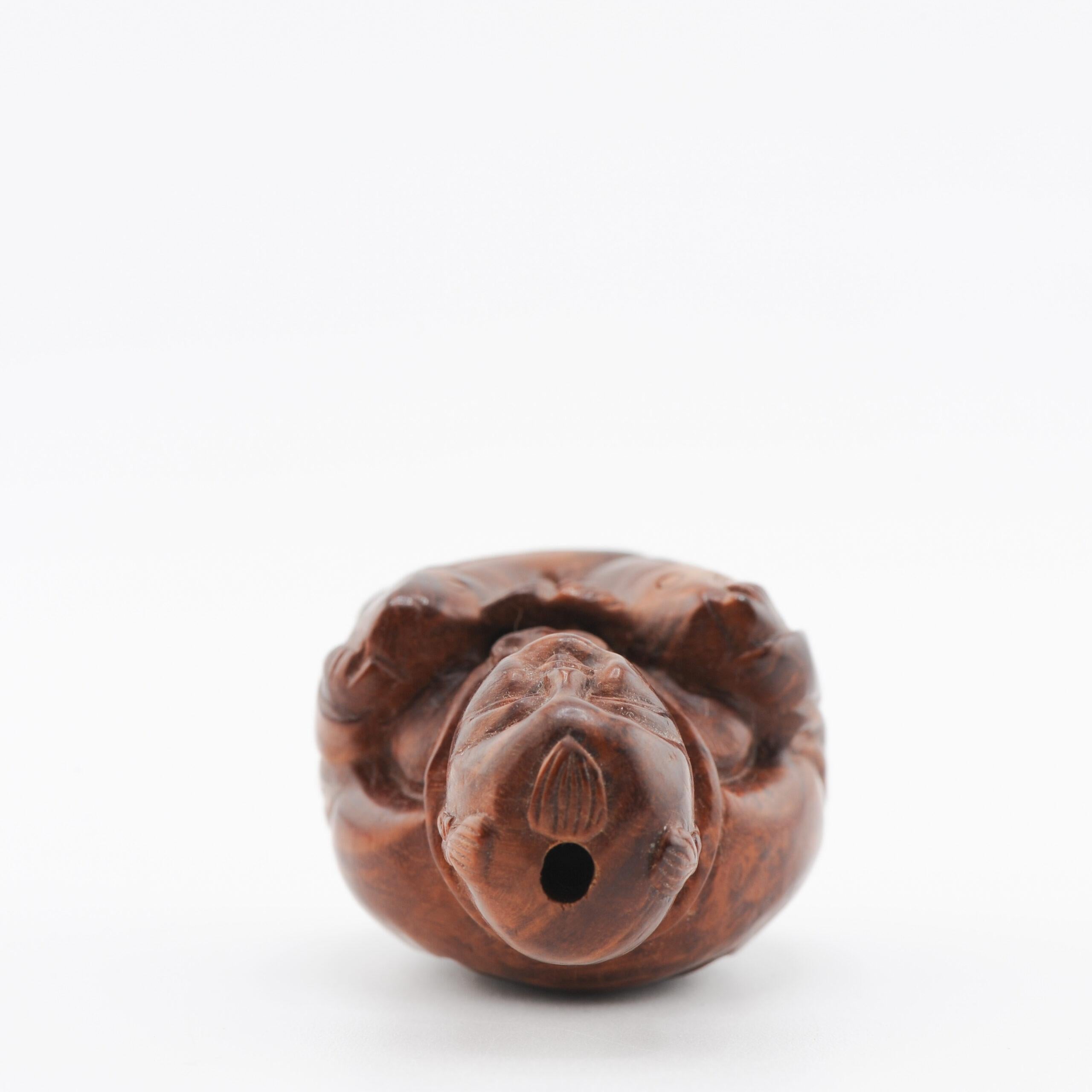 Altes Holznetzsuke 19./20. Jahrhundert Japanisches Japanischer Fischer Meiji-Periode im Zustand „Hervorragend“ im Angebot in Amsterdam, Noord Holland
