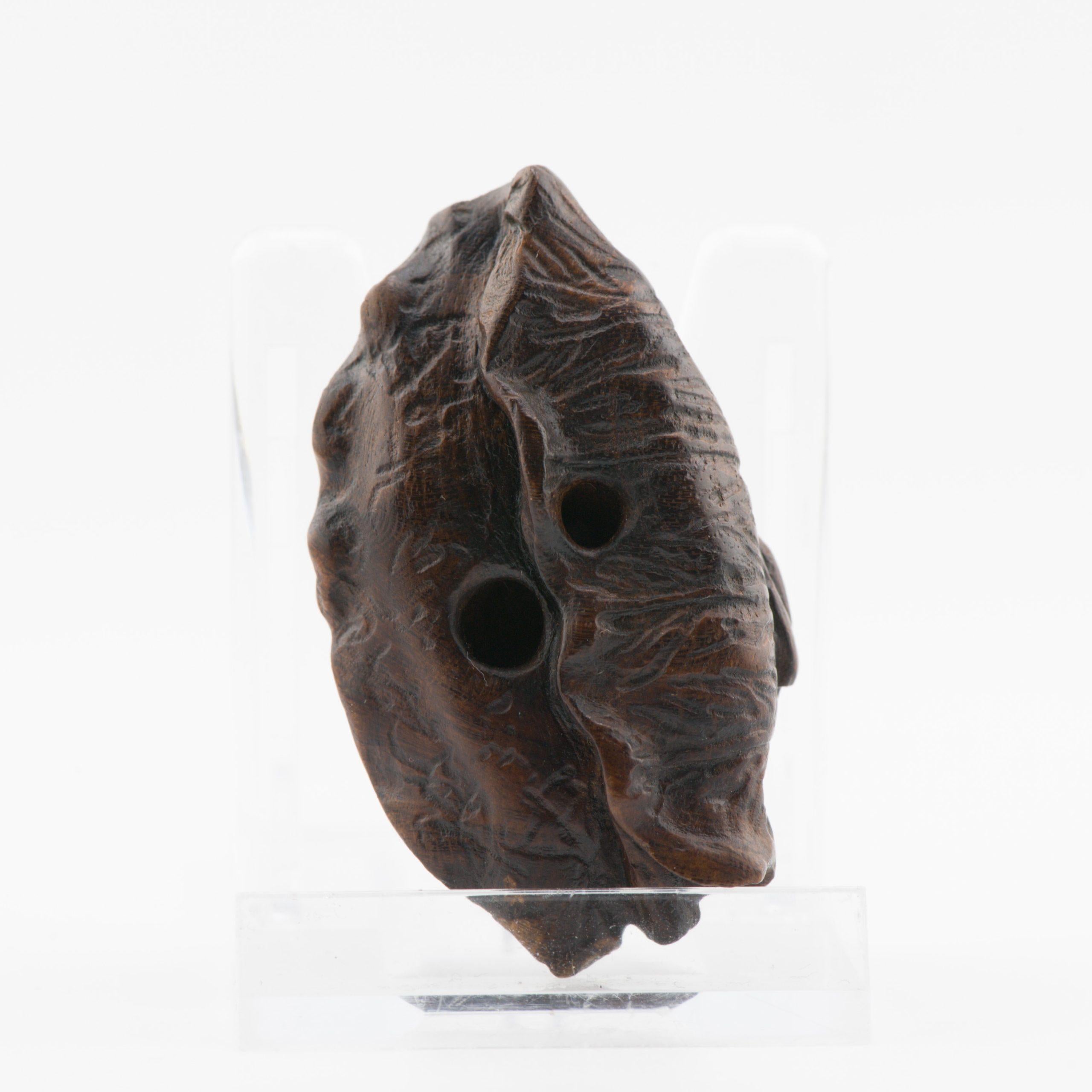 19th Century Old Wooden Netsuke 19/20th C Japanese Japan FROG Meiji Period For Sale