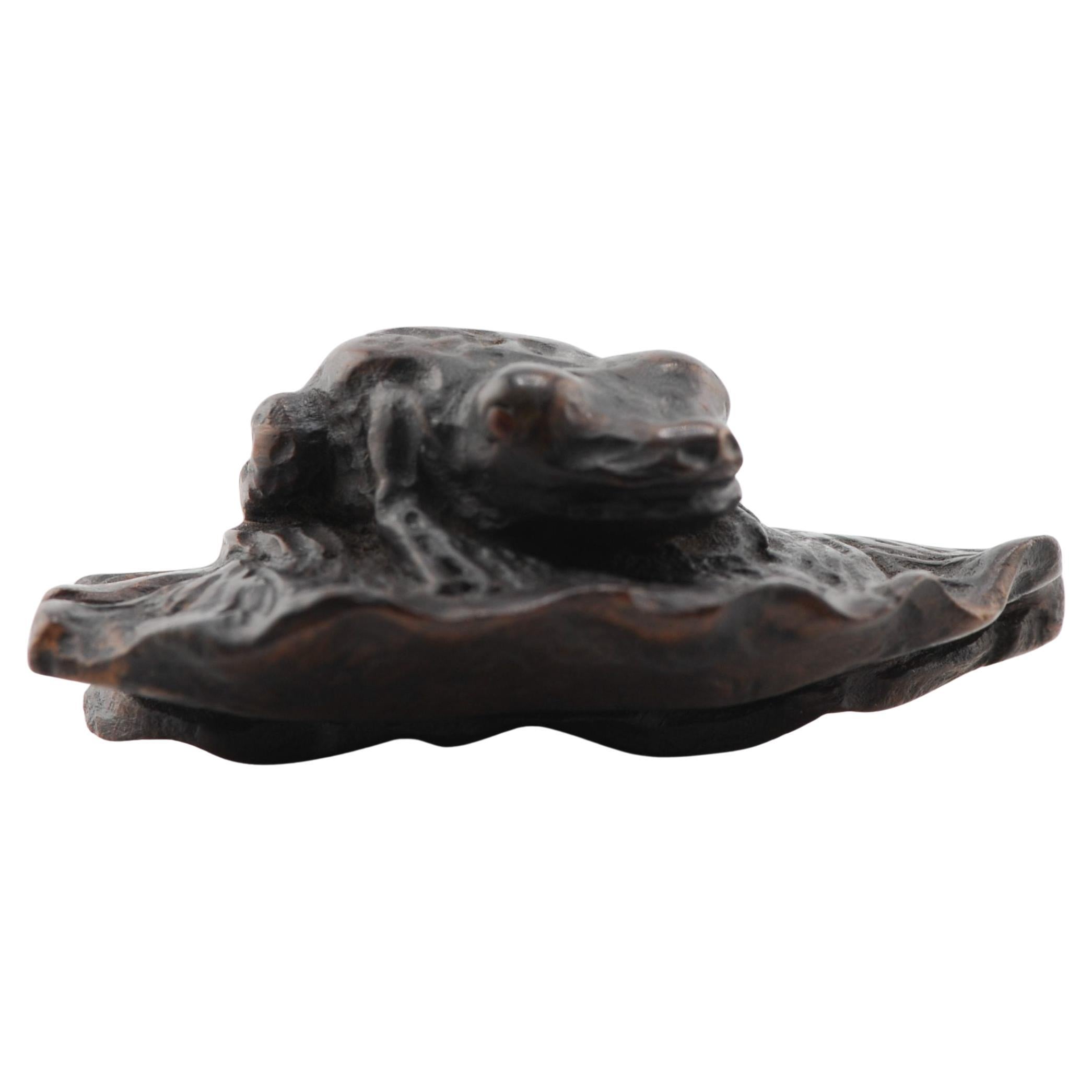 Altes Holz Netsuke 19./20. Jahrhundert Japanisches Japan FROG Meiji-Periode