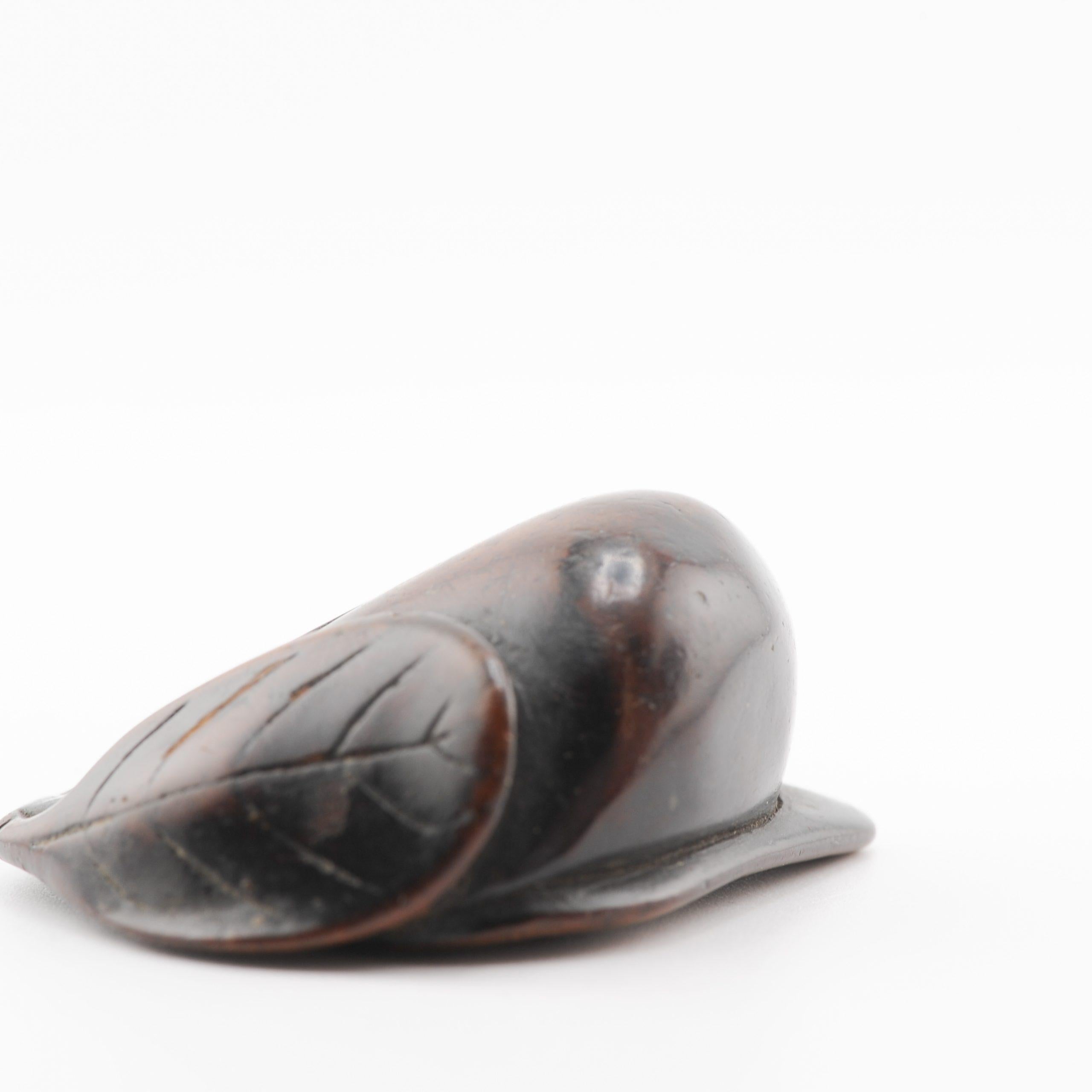 Metal Old Wooden Netsuke 19/20th C Japanese Japan Fruit Meiji Period For Sale