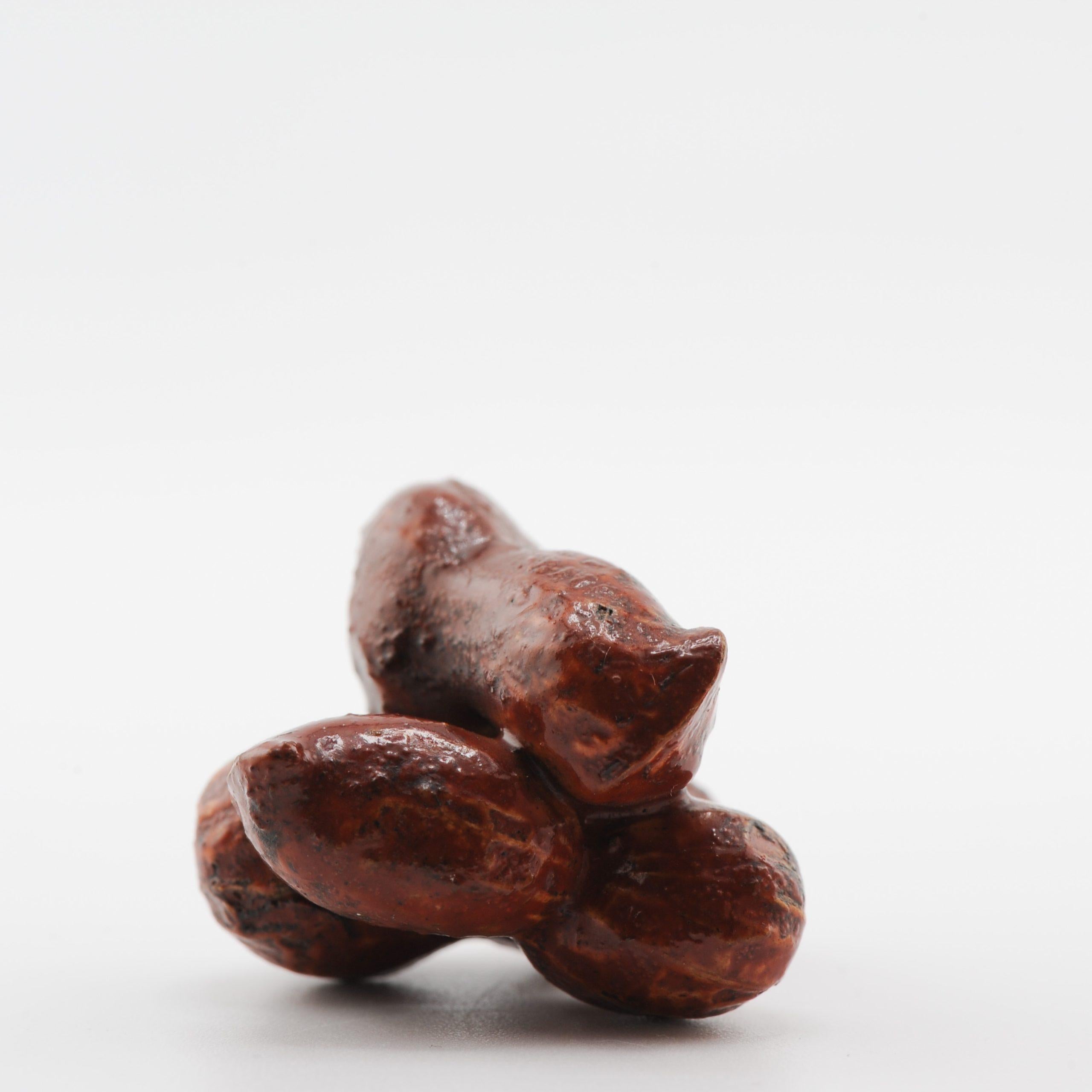 Old Wooden Netsuke 19/20th C Japanese Japan PEANUTS Meiji Period For Sale 5