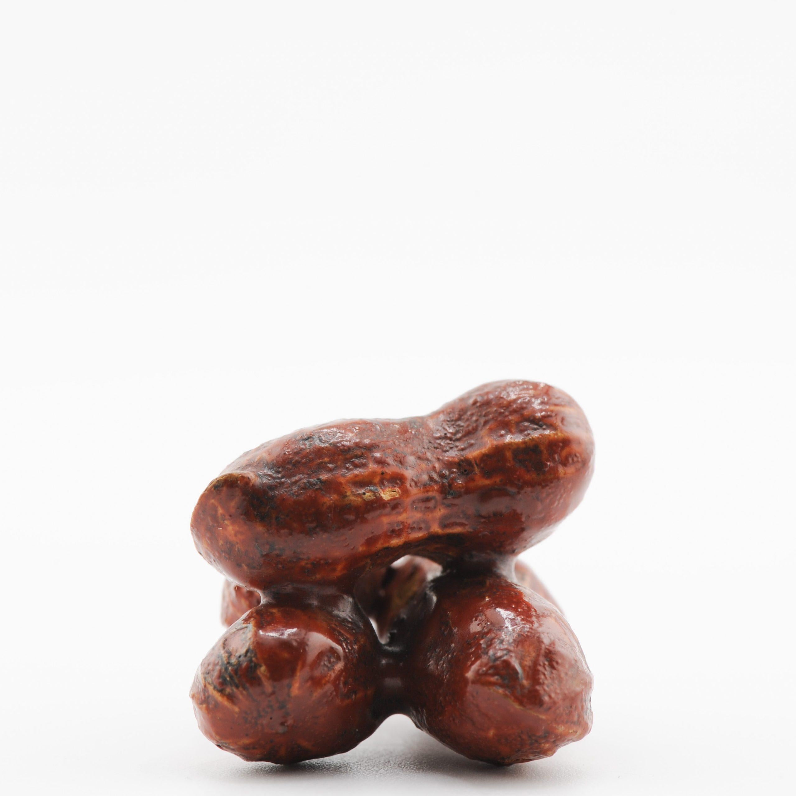 Metal Old Wooden Netsuke 19/20th C Japanese Japan PEANUTS Meiji Period For Sale
