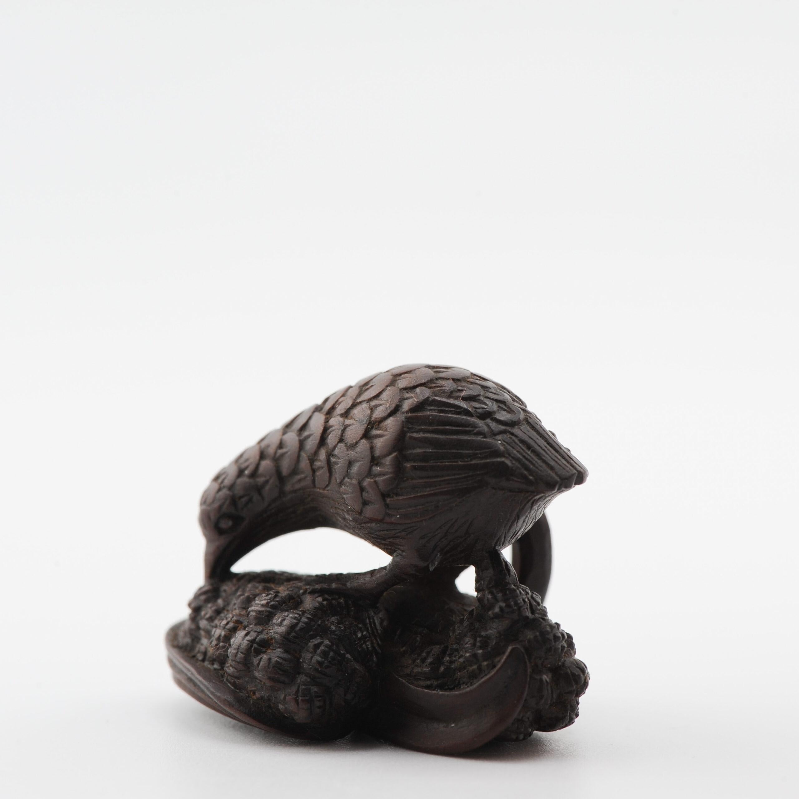 Old Wooden Netsuke 19/20th C Japanese Japan QUAIL Meiji Period For Sale 8