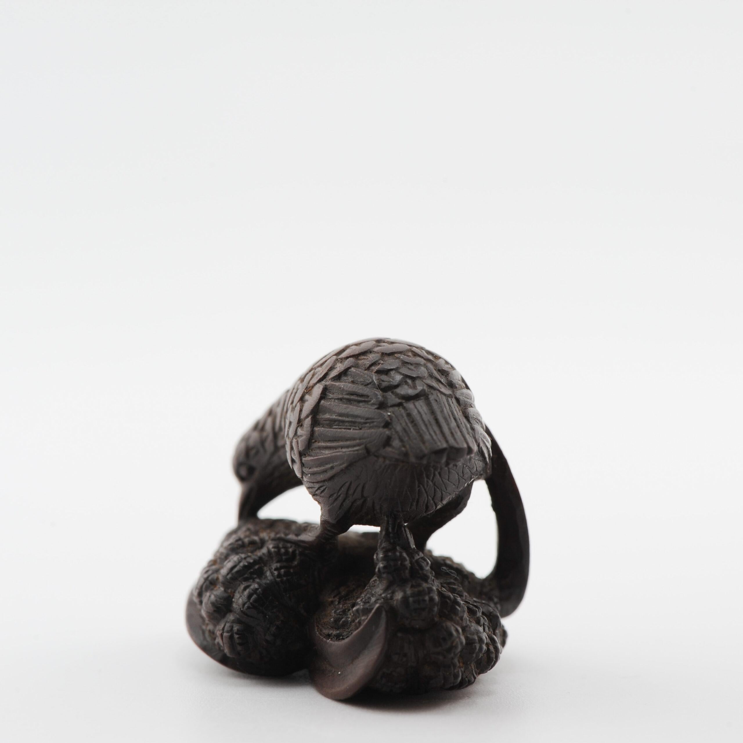 Old Wooden Netsuke 19/20th C Japanese Japan QUAIL Meiji Period For Sale 9