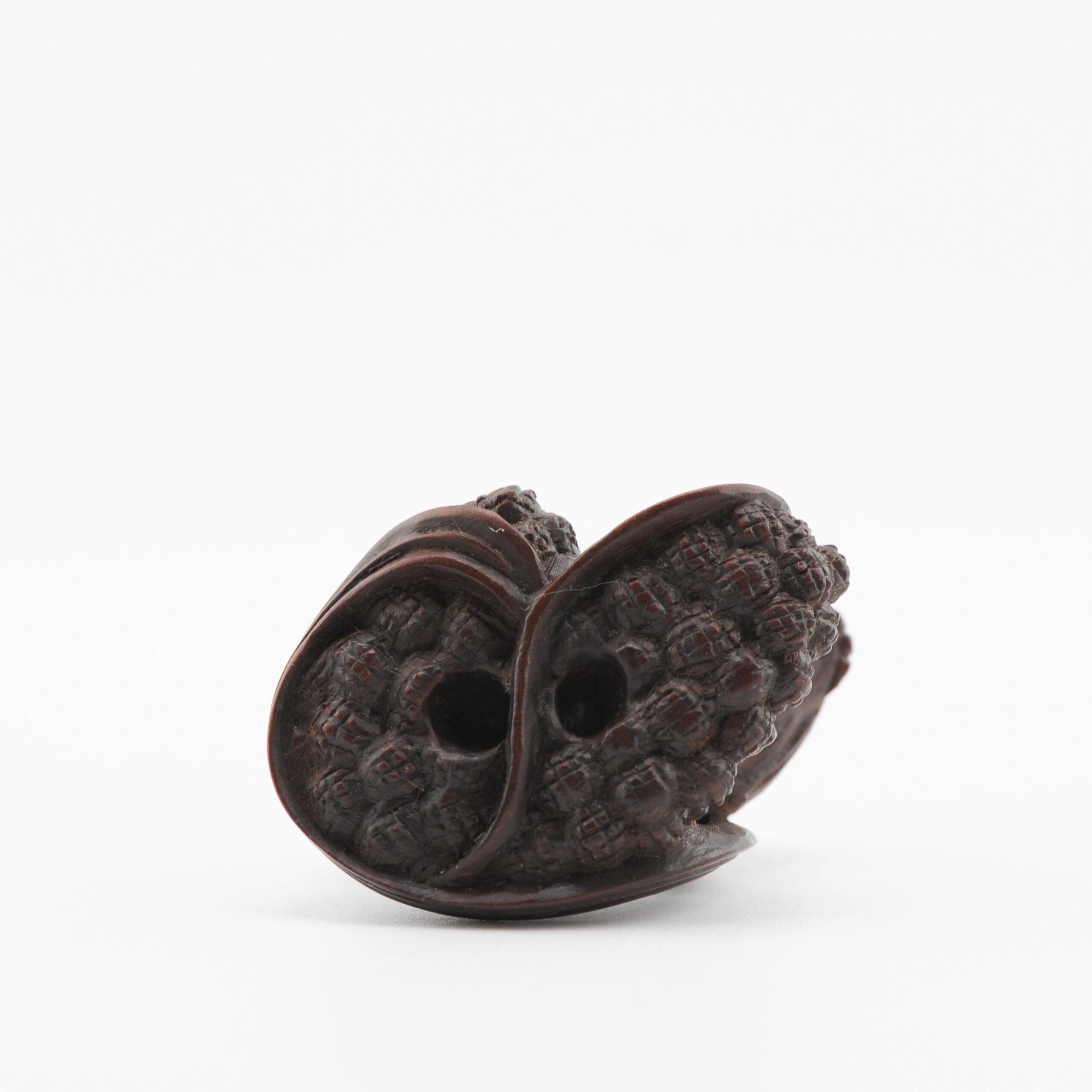 Metal Old Wooden Netsuke 19/20th C Japanese Japan QUAIL Meiji Period For Sale
