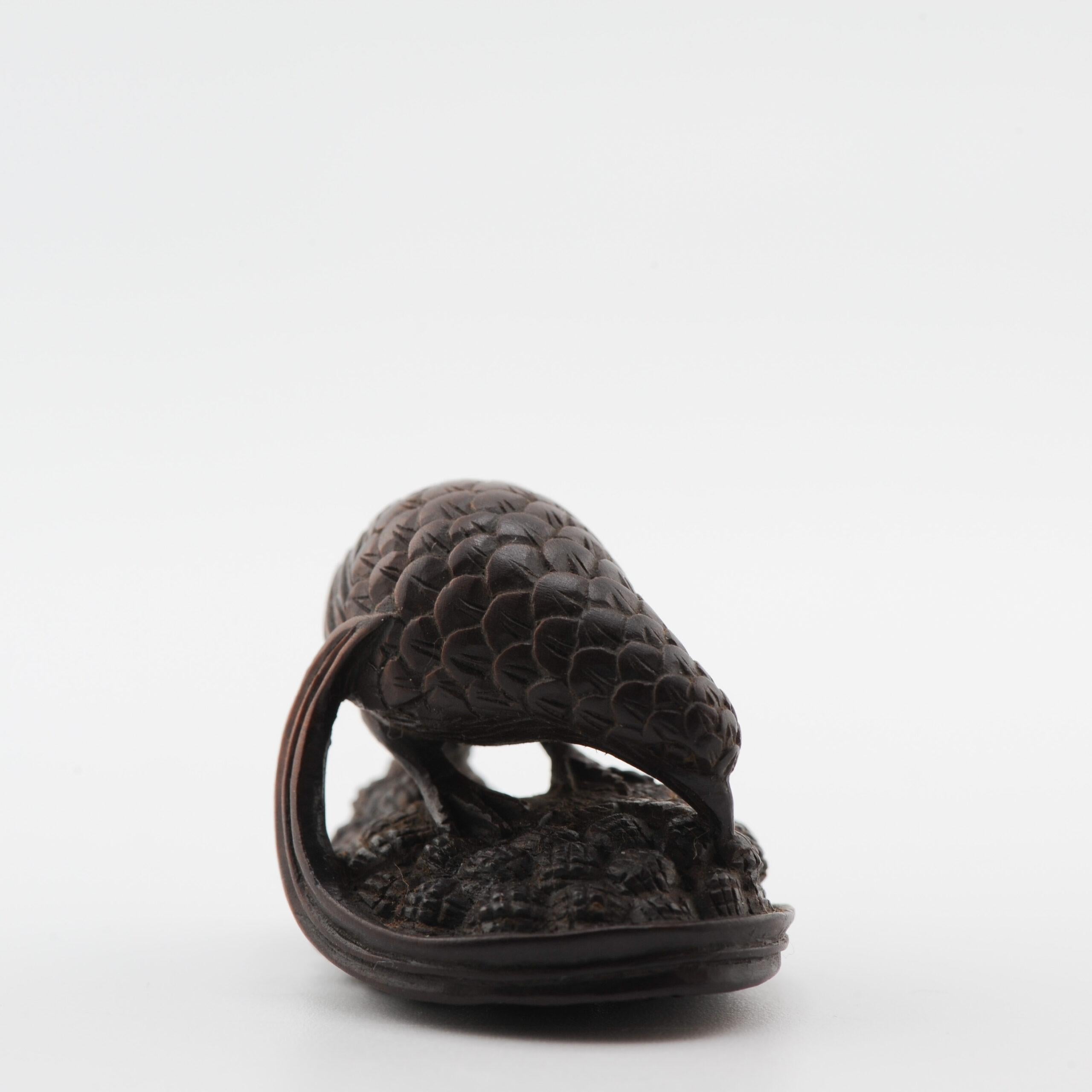 Old Wooden Netsuke 19/20th C Japanese Japan QUAIL Meiji Period For Sale 3