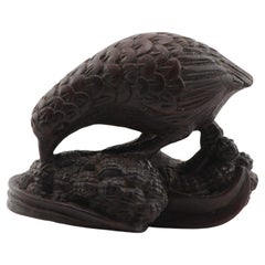 Altes Holz Netsuke 19./20. Jahrhundert Japanisches Japan QUAIL Meiji-Periode