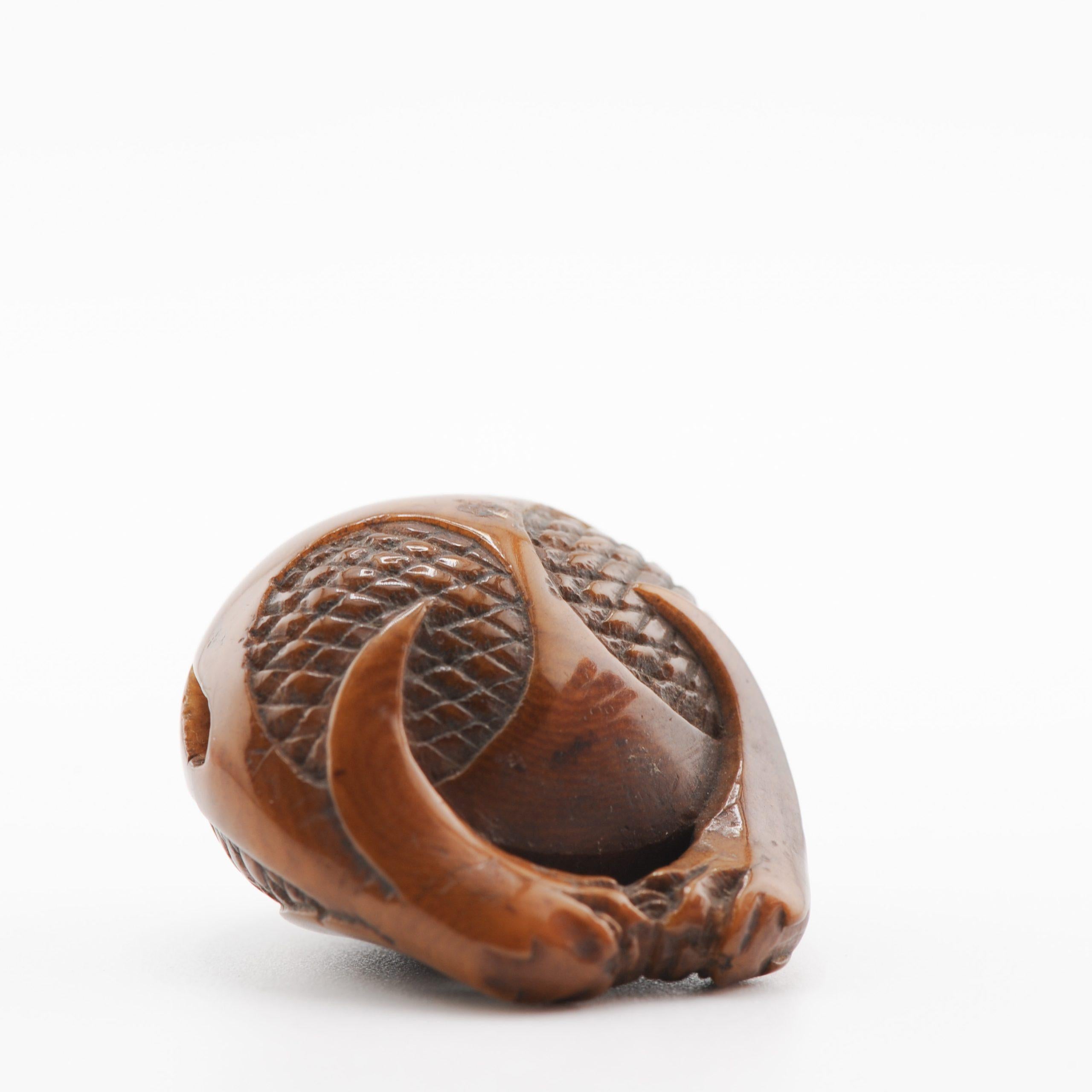 Old Wooden Netsuke Japanese Animal Heads Figure Meiji Period, 19/20th Century In Good Condition For Sale In Amsterdam, Noord Holland