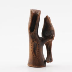 Old Wooden Netsuke Japanese Bird of Tree Bark Figure Meiji Period, 19/20th C