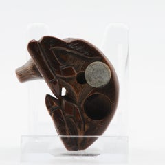 Old Wooden Netsuke Sculpture Japanese Cow Ox Meiji Period, 19/20th Century