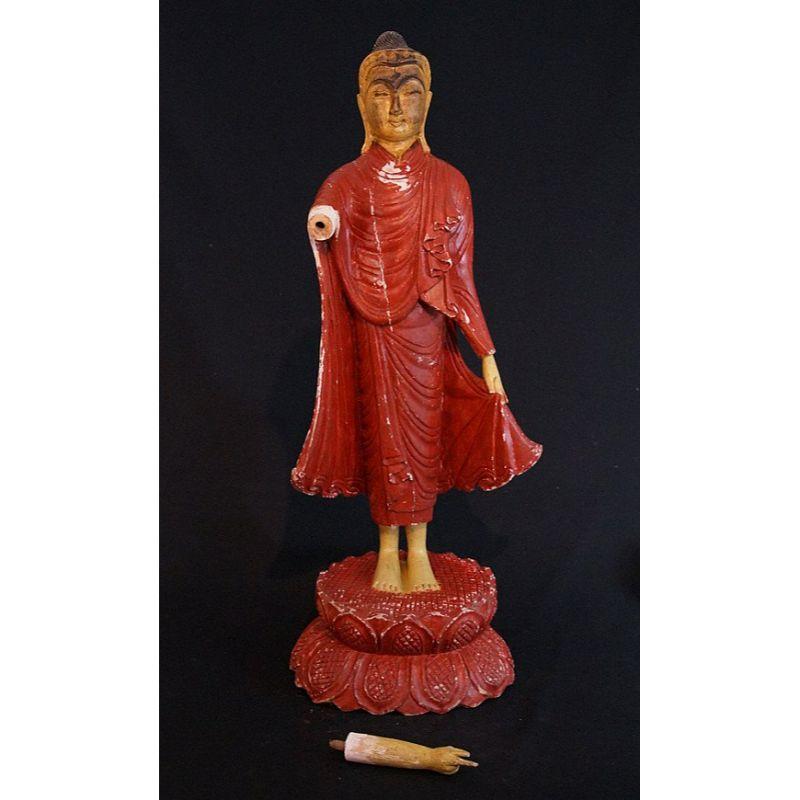 Old Wooden Pointing Buddha from Burma 9