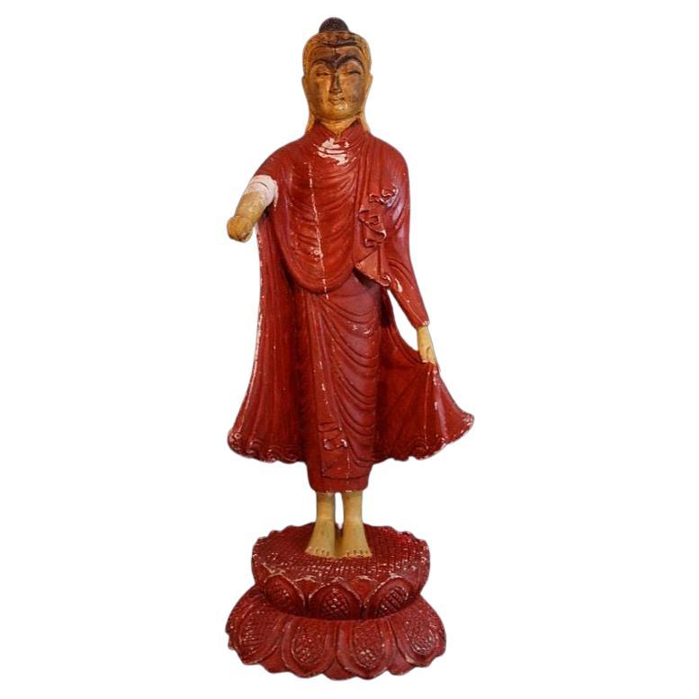 Old Wooden Pointing Buddha from Burma