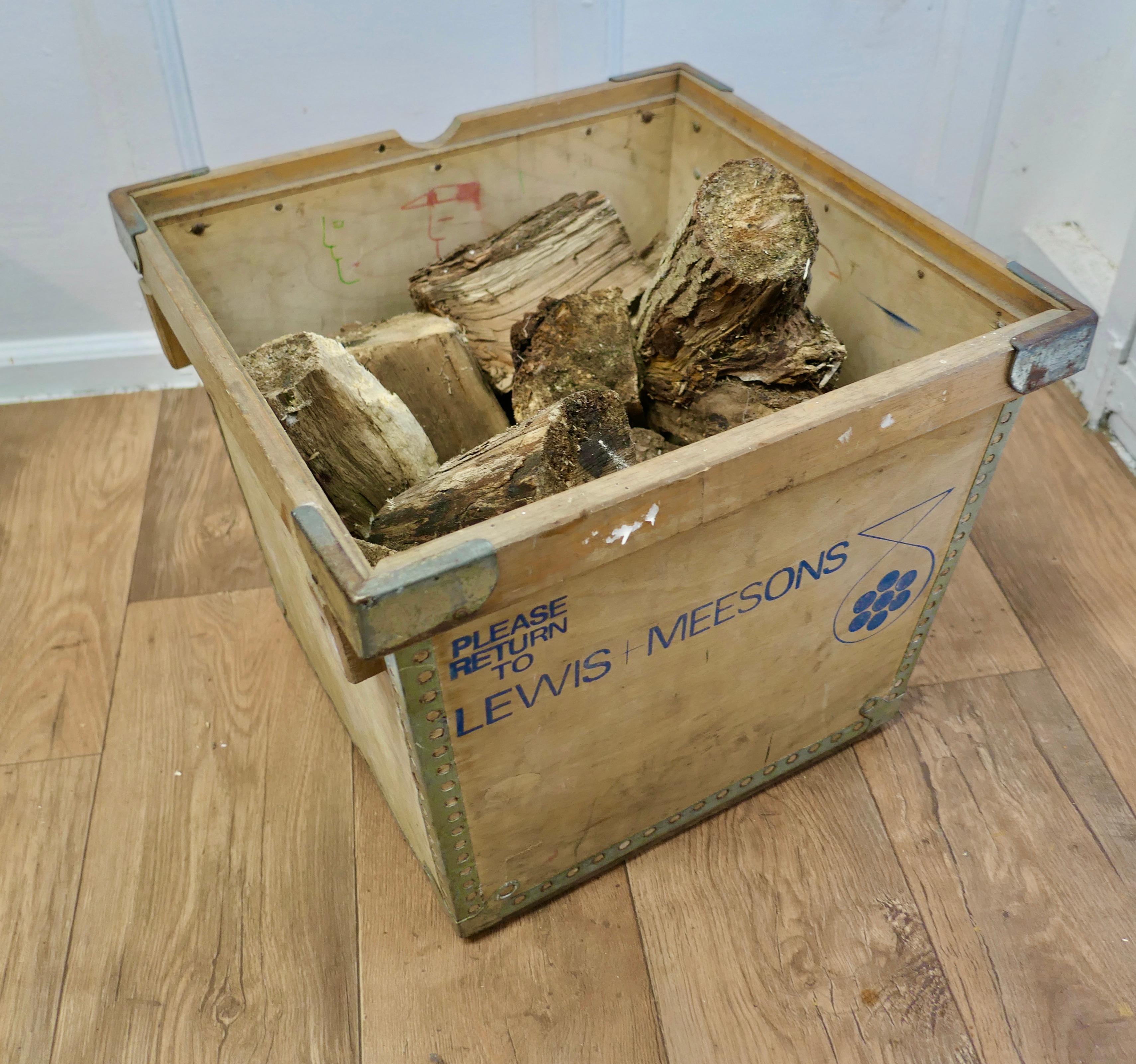 Industrial Old Wooden Printers Storage Box, Log Box  A good Strong Wooden Storage Box  For Sale