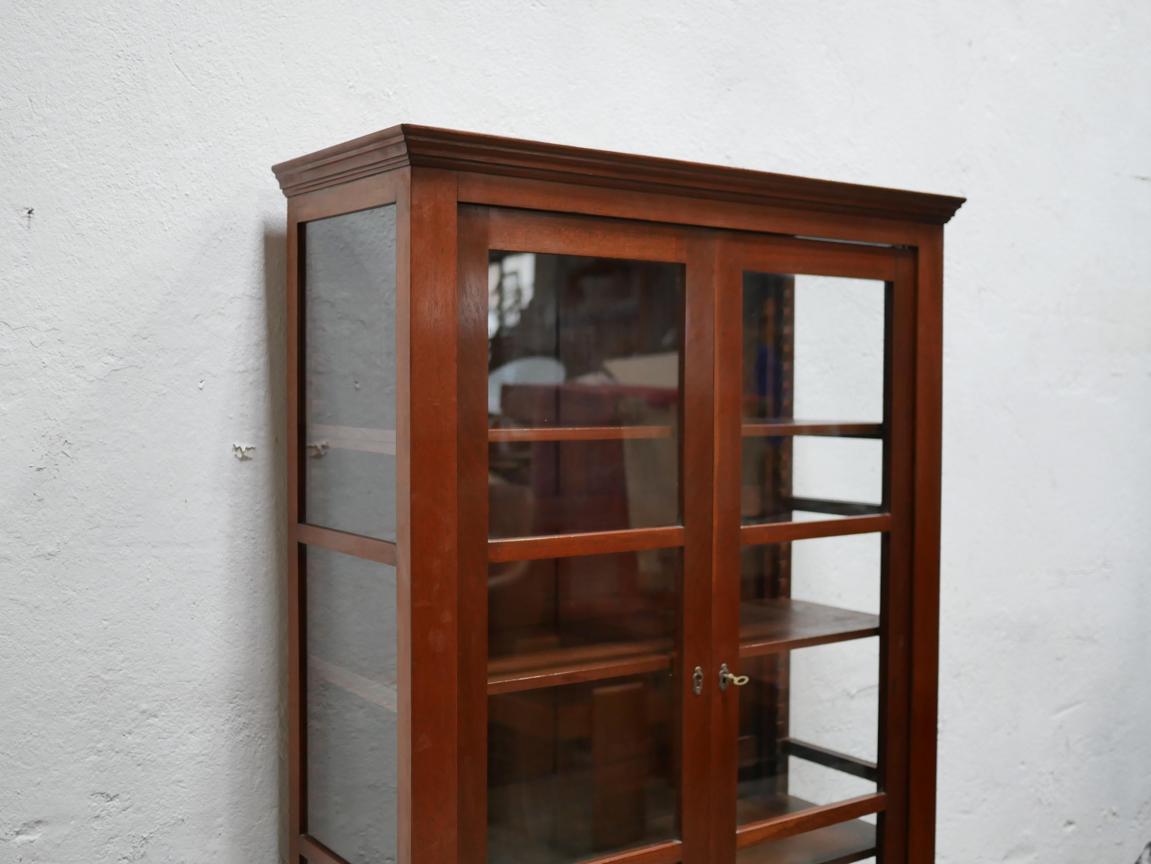 Glass Old Wooden Showcase For Sale