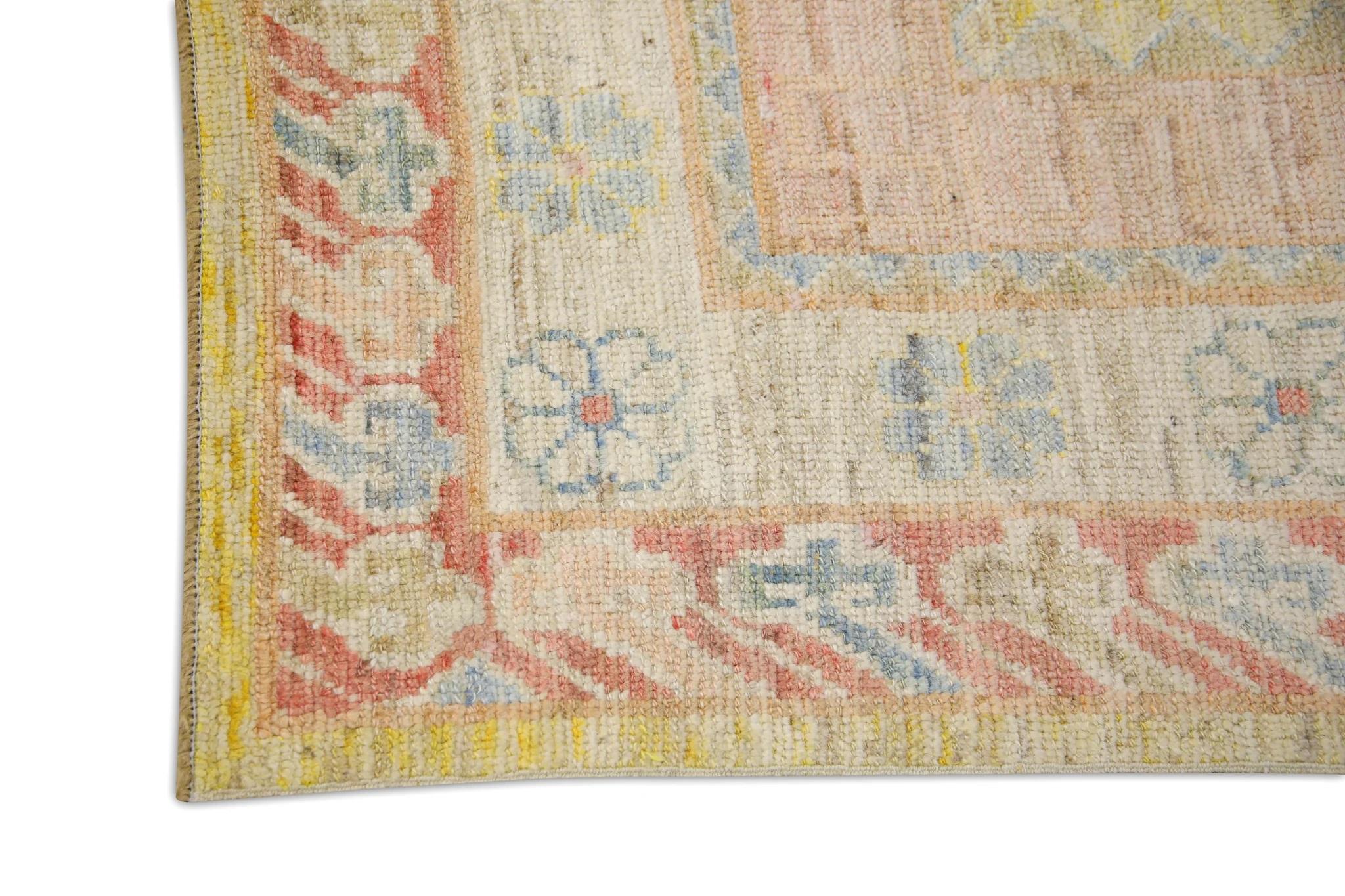 Multicolor Old Wool Turkish Oushak Rug Handwoven from Reclaimed Vintage Wool In New Condition For Sale In Houston, TX