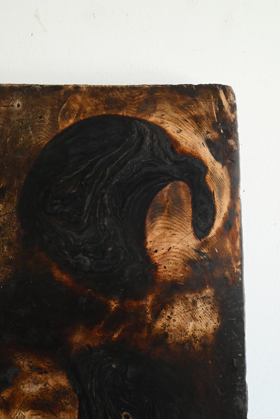 Lacquered Old work board of a Japanese lacquerware craftsman/20th century/wall art
