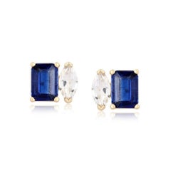 Old World 14K (or 18k upon request) Yellow Gold Charm Topaz Stud Earrings