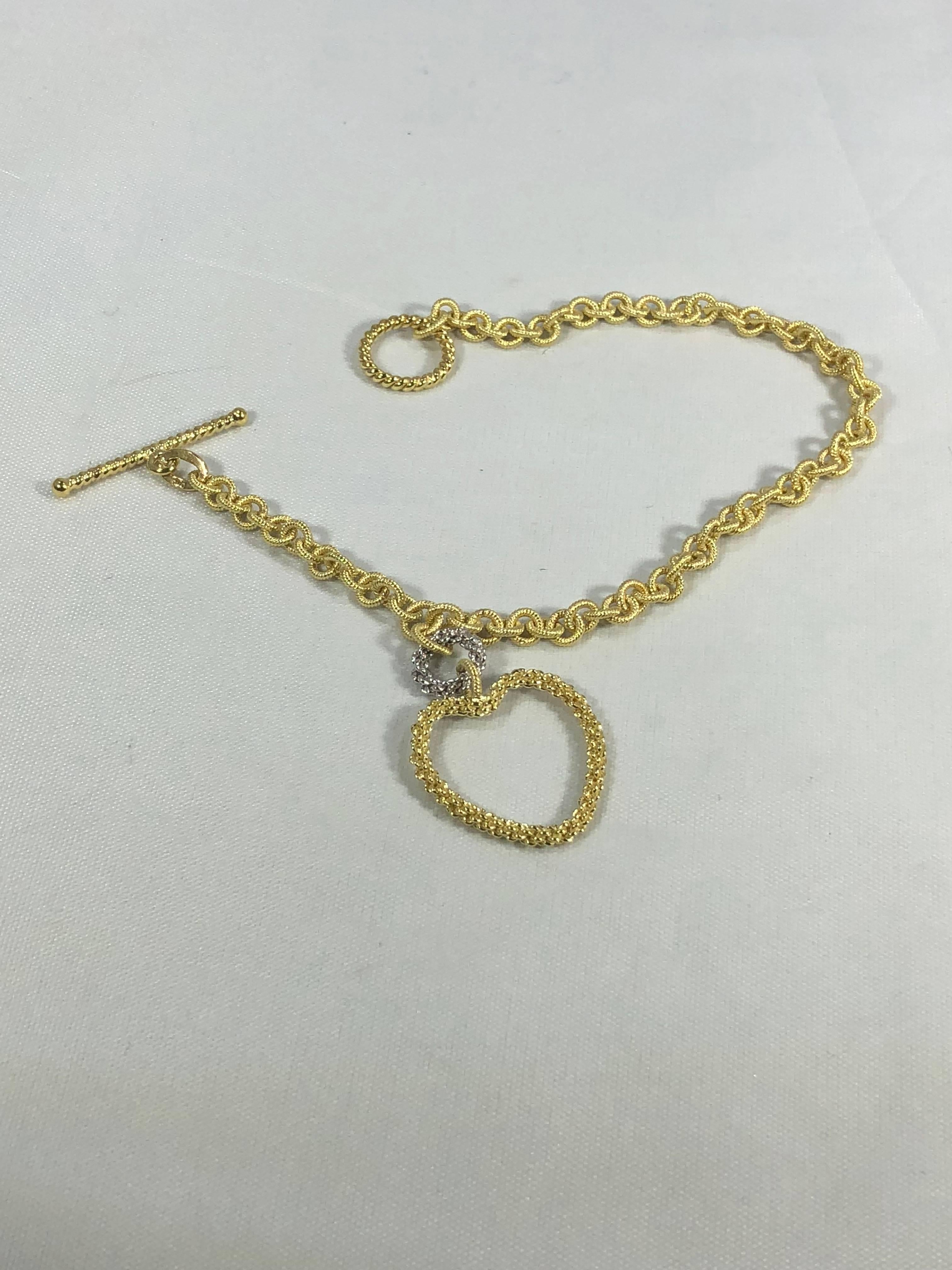 Old World Chain 18 Karat Two-Tone White/Yellow Gold Fancy Anchor Link Bracelet In New Condition In Mansfield, OH