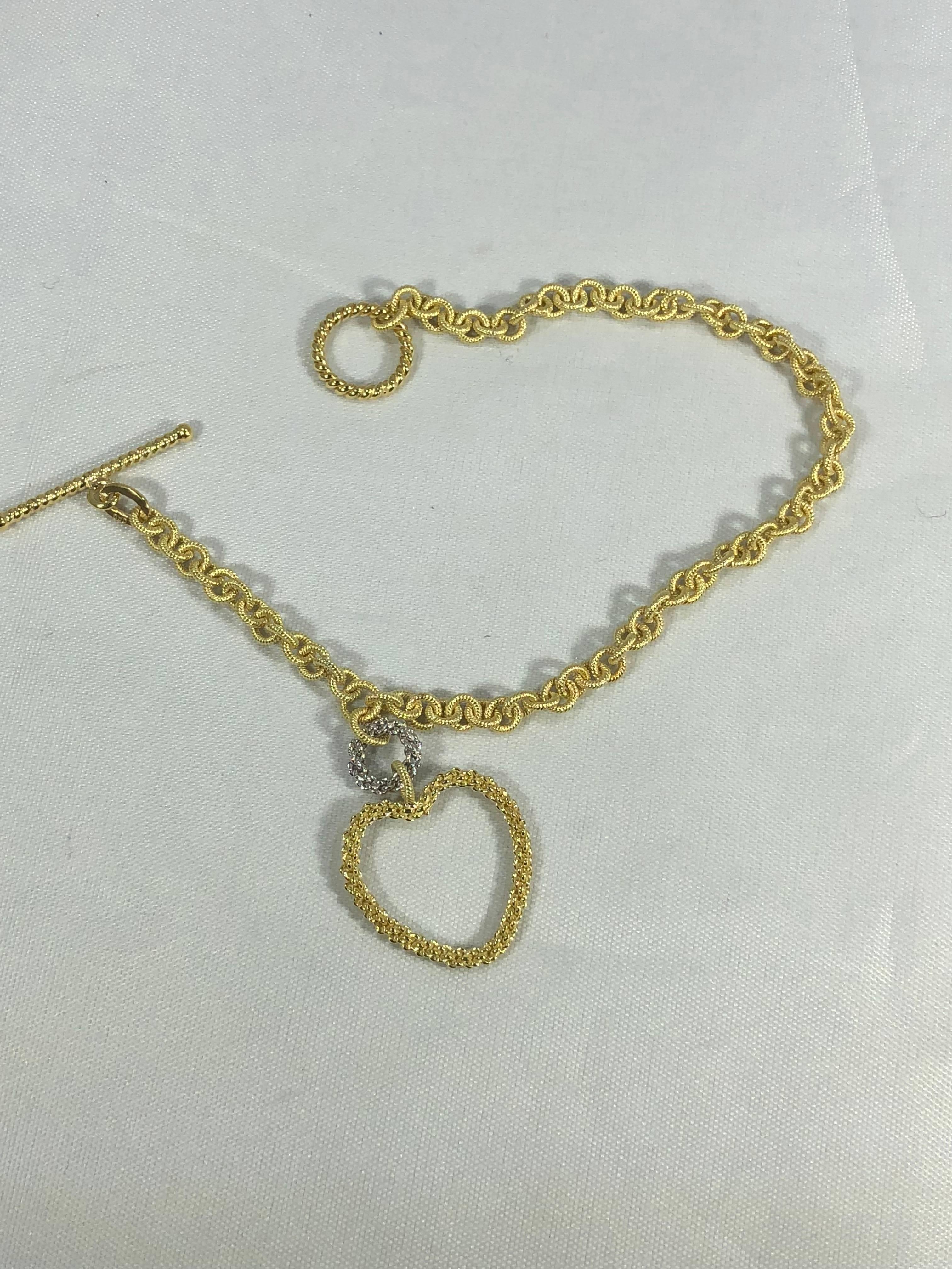 Women's Old World Chain 18 Karat Two-Tone White/Yellow Gold Fancy Anchor Link Bracelet