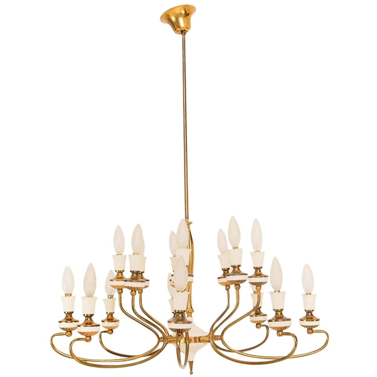Original 1950 Stilnovo Brass SixArm Chandelier at 1stDibs