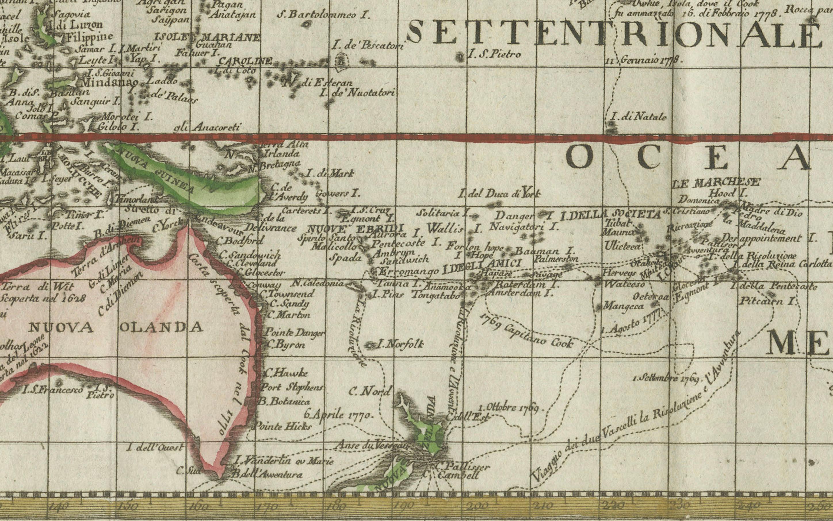 Old World Map Featuring Captain Cook's Exploration Routes and Polar Views, 1787 In Good Condition For Sale In Langweer, NL