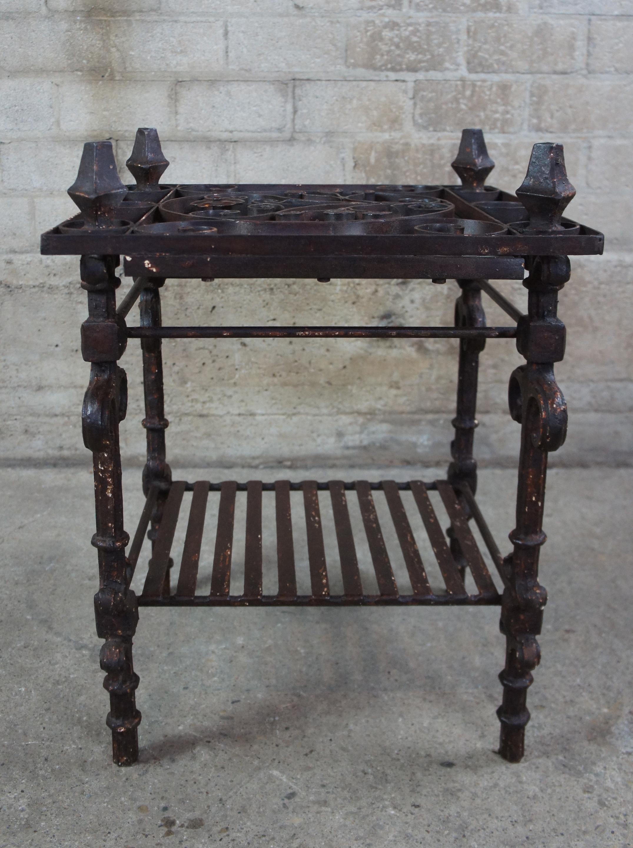 Old World Rustic Iron 2-Tier Mirrored Arhaus Ornate Scrolled Iron Side End Table 4